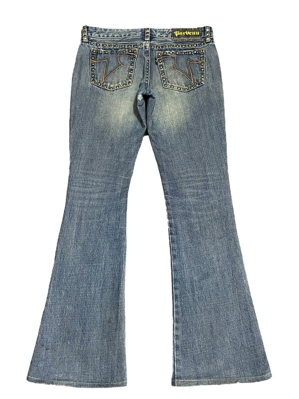 If Six Was Nine Vintage Japanese Crazy Rivet Mad Punk Distressed Flare Jeans Size 30" / US 8 / IT 44 - 9 Thumbnail
