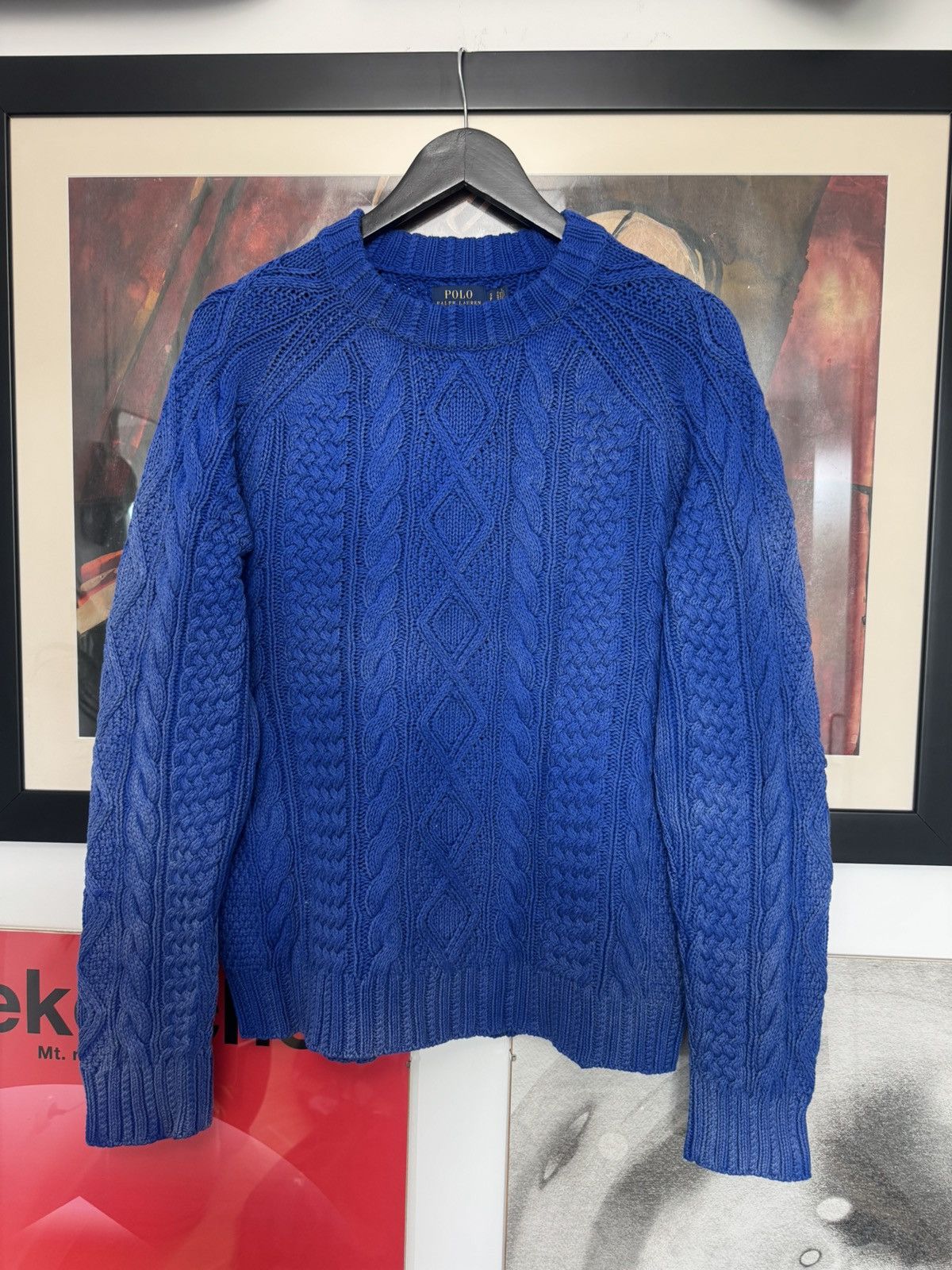 Polo Ralph Lauren Polo Ralph Lauren Cable Knit Logo Sweater Casual Washed Blue Size US S / EU 44-46 / 1 - 1 Thumbnail