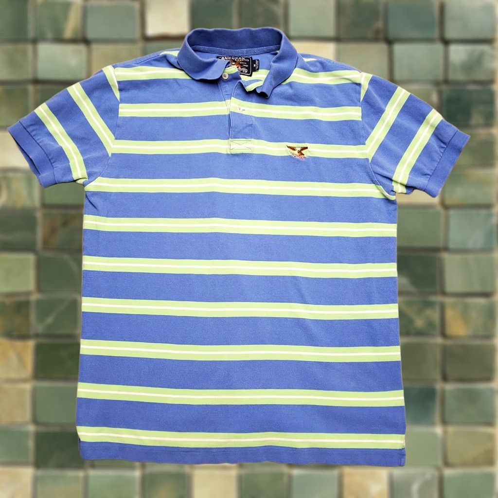Vintage VINTAGE American Living Polo Shirt Men M Blue Green Stripe 100% Cotton Short Sleeve Embroidered Logo Navy/Blue Size US M / EU 48-50 / 2 - 1 Thumbnail