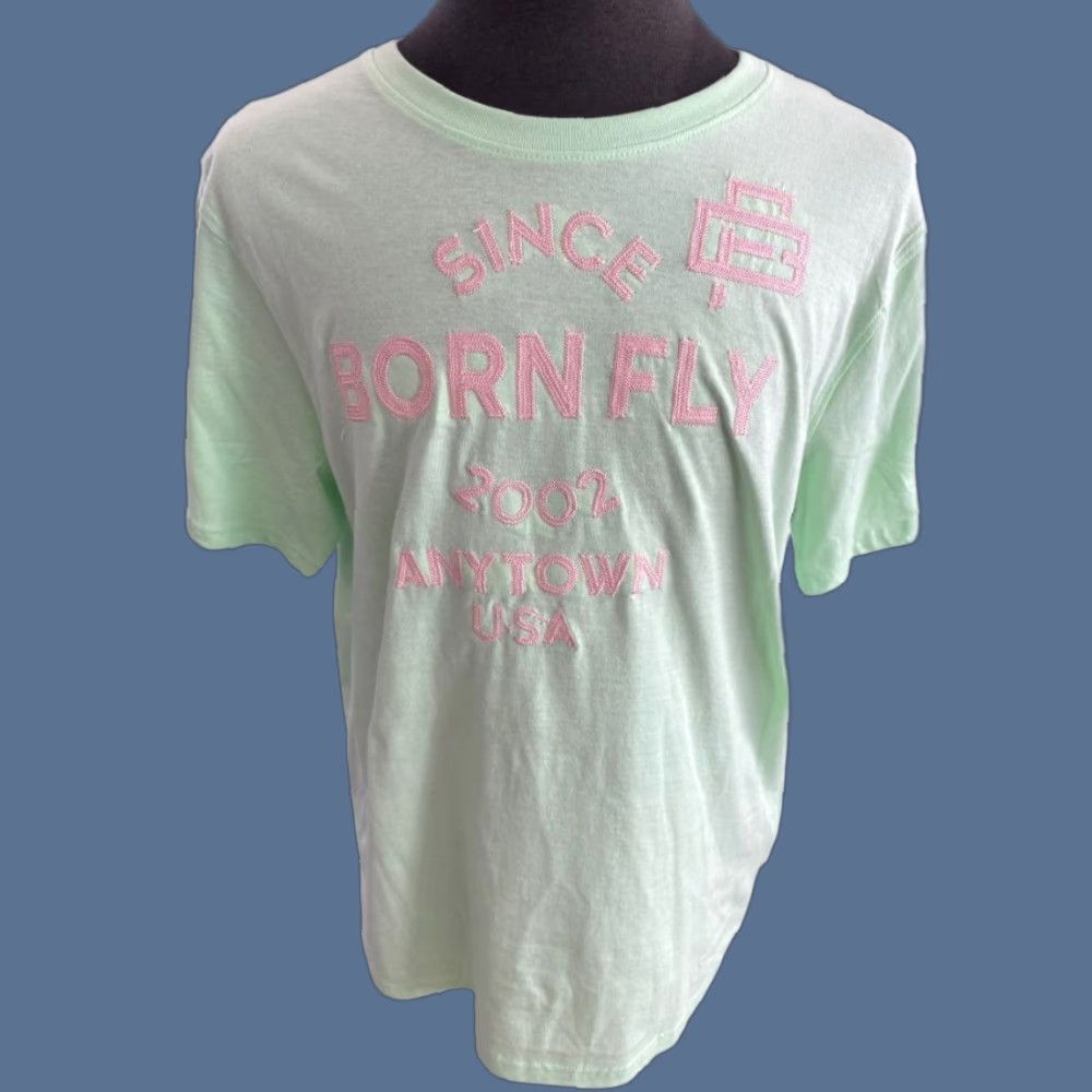 Born Born Fly T-Shirt XL Men Crew Neck Short Sleeve Embroidered Logo Mint Green Pink Multicolor Cotton NWT Crew Neck Shirt Size US XL / EU 56 / 4 - 1 Thumbnail