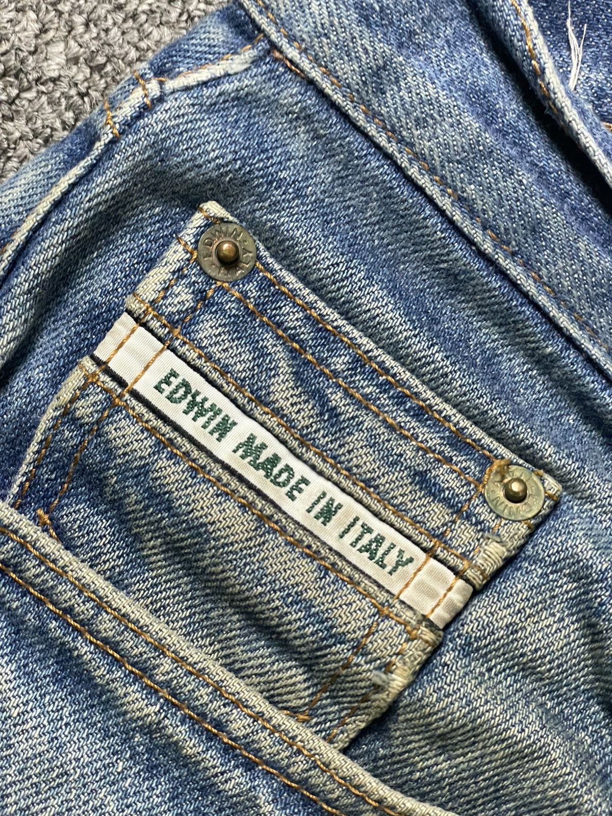 Edwin × Vintage Vintage EDWIN Loose Cut Ripped Jeans (117) Size US 28 / EU 44 - 8 Thumbnail
