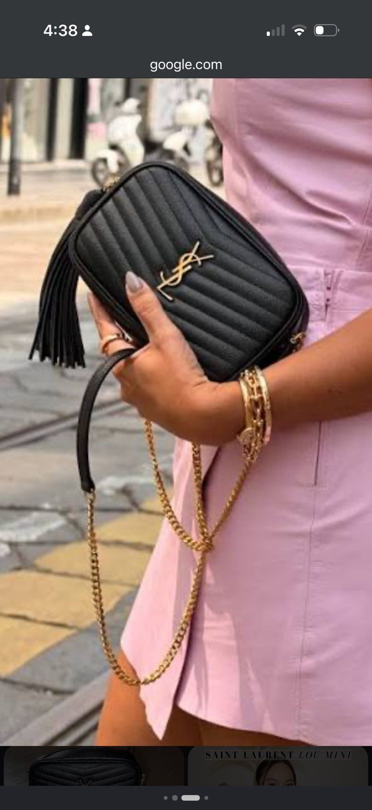 Yves Saint Laurent Saint Laurent Black Quilted Camera Bag with Gold Chain Size ONE SIZE - 8 Thumbnail