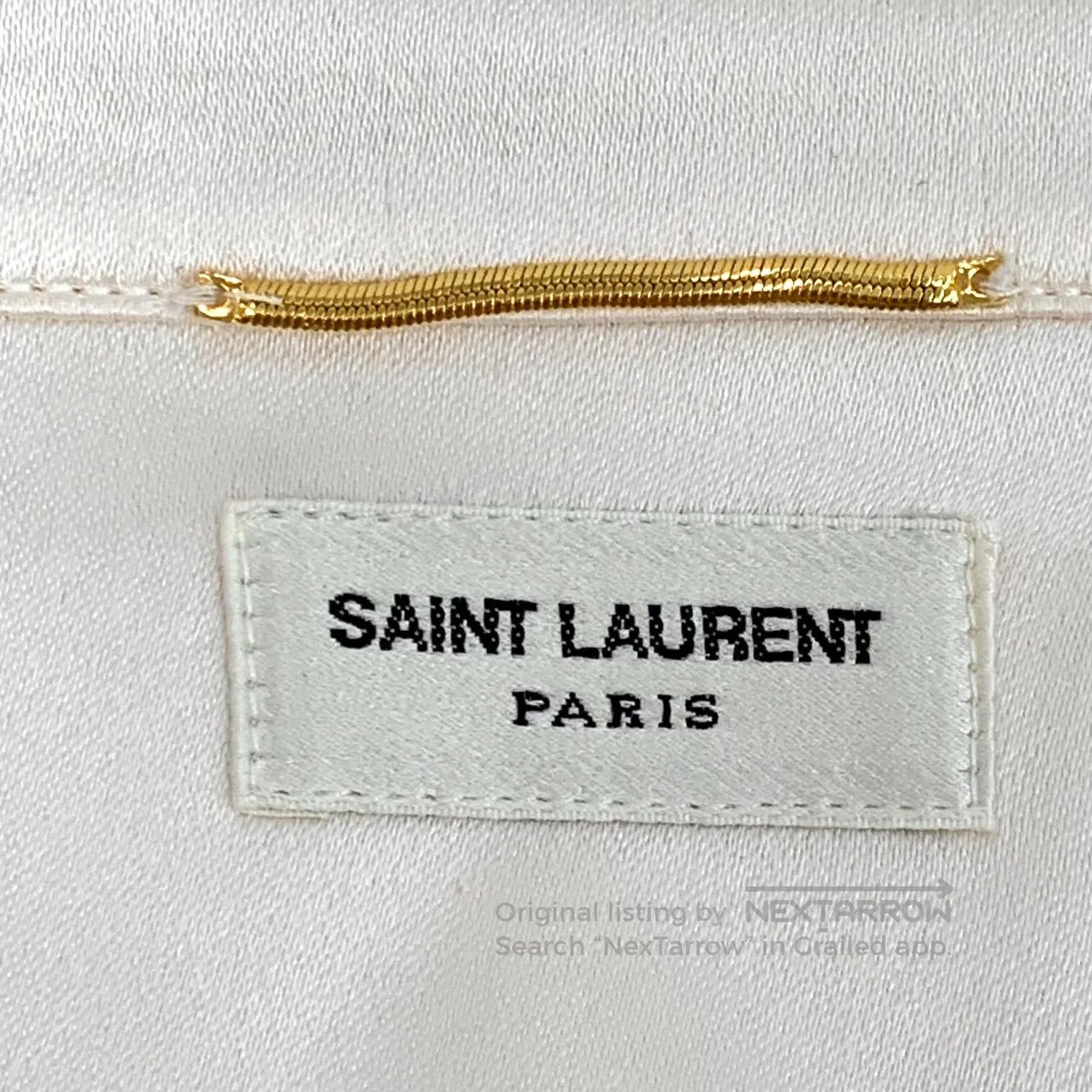 Saint Laurent Paris Saint Laurent Paris Champagne lapel mulberry silk tie-wais Size XS / US 0-2 / IT 36-38 - 5 Thumbnail