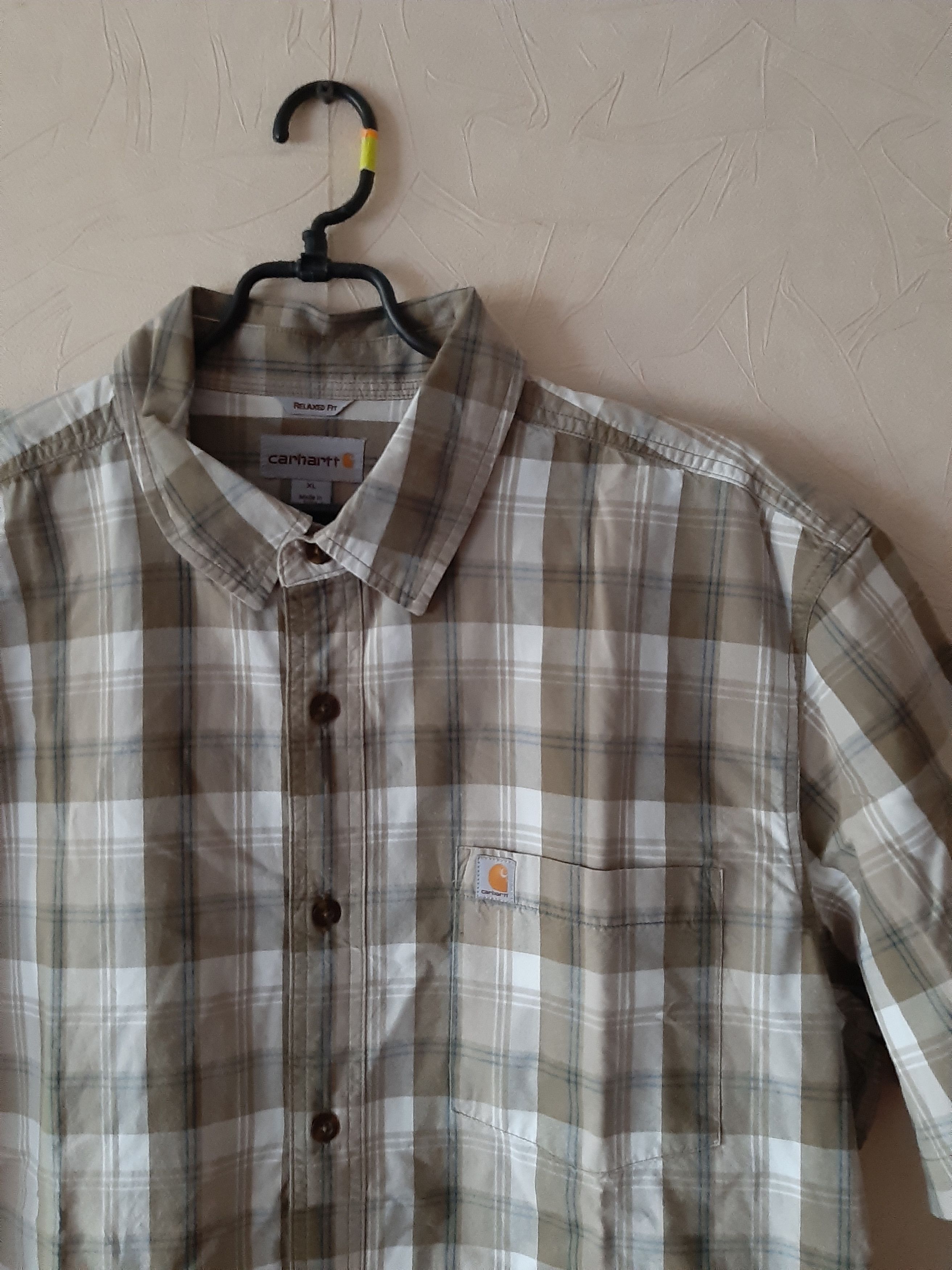 Carhartt Carhartt Shirt Small Button Up Brown Plaid Short Sleeve Work Size US XL / EU 56 / 4 - 2 Thumbnail