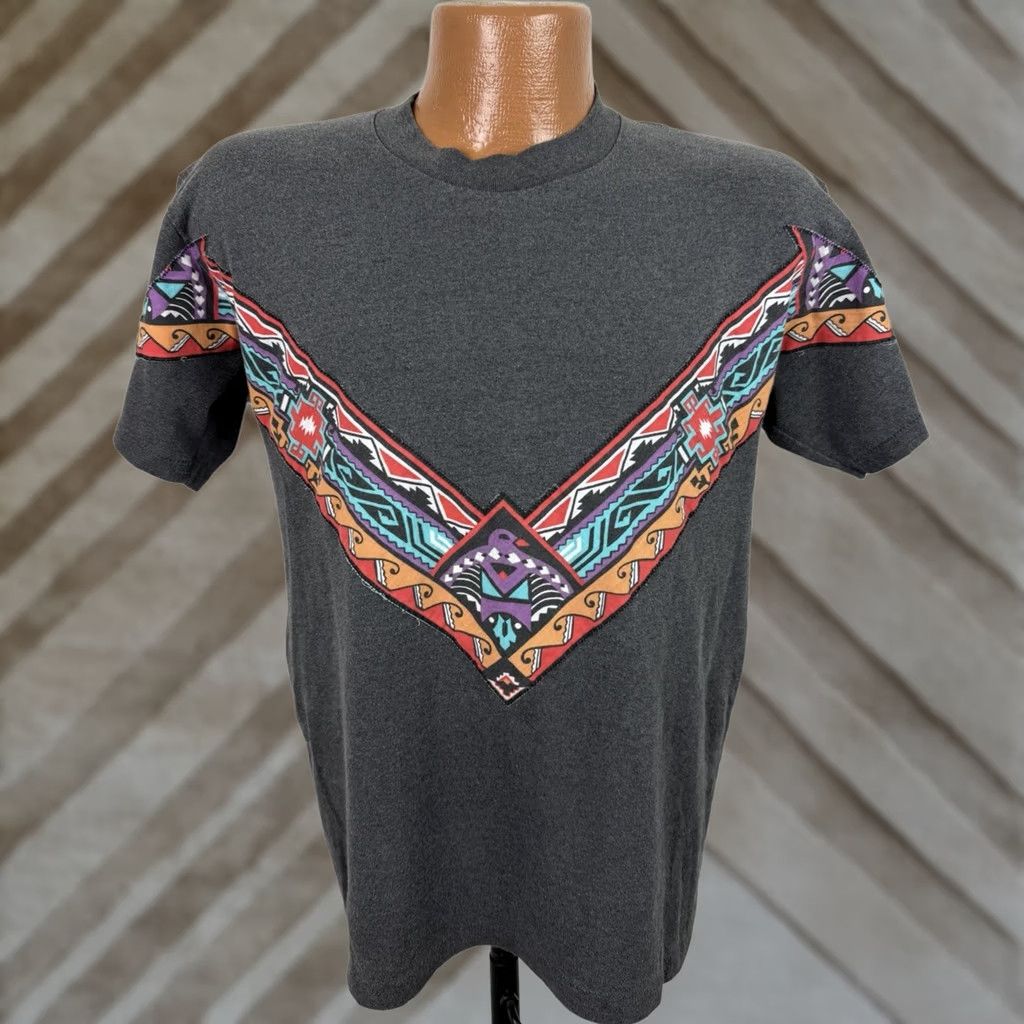 Vintage VINTAGE Vintage Western Tee Mens Medium Charcoal Gray T-shirt 90s Southwestern Cowboy Size US M / EU 48-50 / 2 - 1 Thumbnail