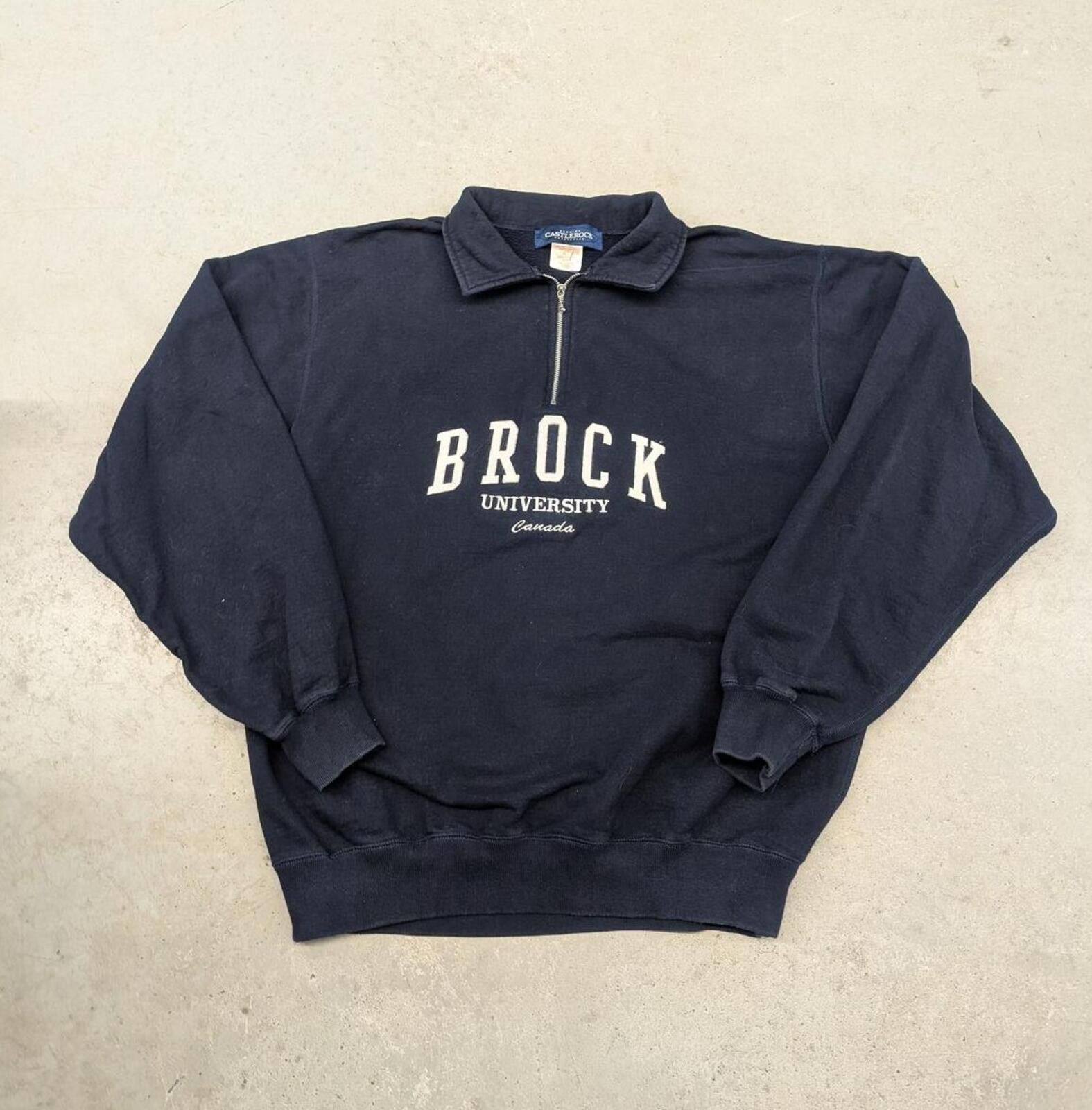 Vintage Vintage 90s Brock University Canada Navy Blue Sweater Size US M / EU 48-50 / 2 - 1 Thumbnail