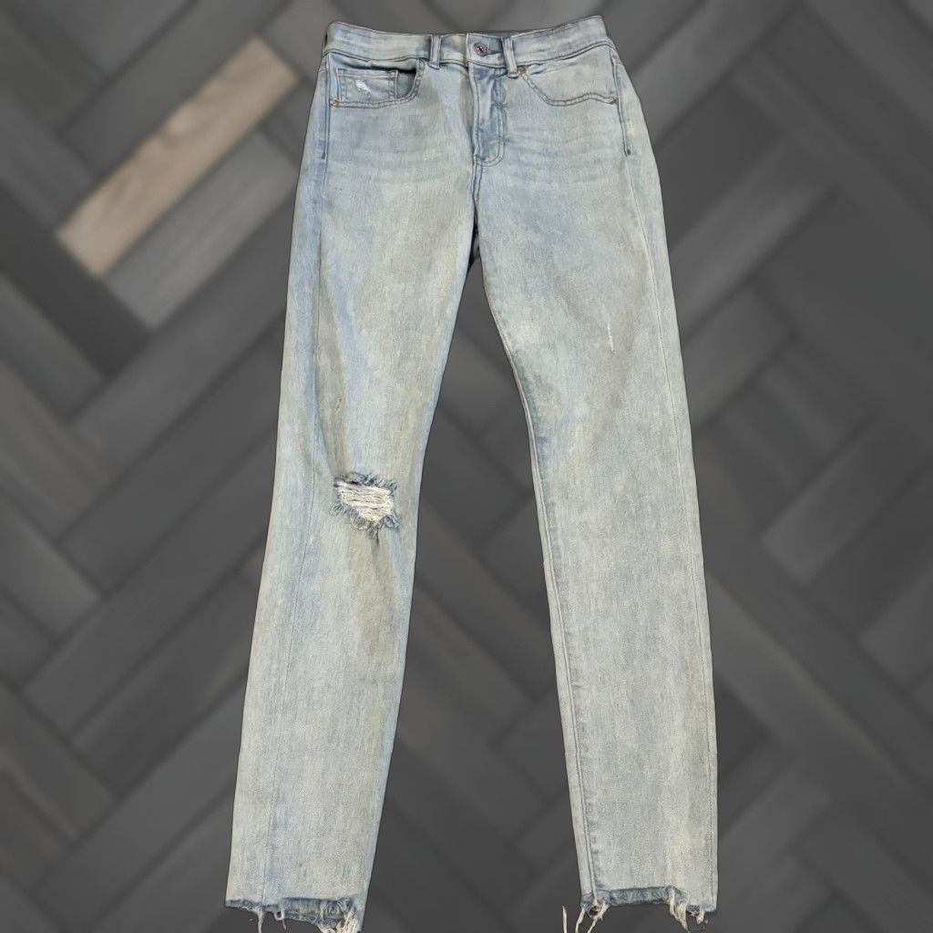 Express Express Jeans Womens 0R Skinny High Rise Distressed Light Wash Blue Denim Pants Size 25" / US 0 / IT 36 - 1 Thumbnail