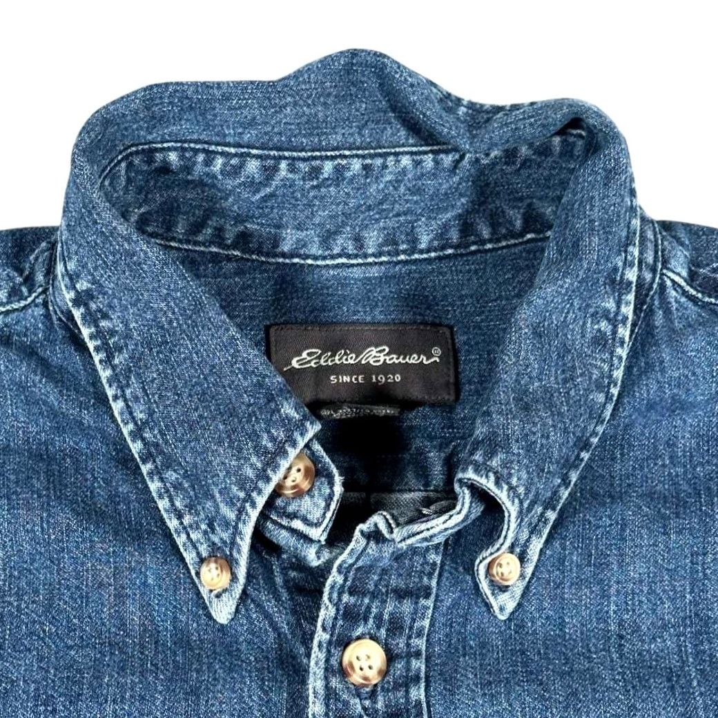 Eddie Bauer VINTAGE Eddie Bauer Shirt Adult XL Blue Denim Dark Wash Outdoor Y2K White Embroidered Pocket Mens Size US XL / EU 56 / 4 - 4 Thumbnail