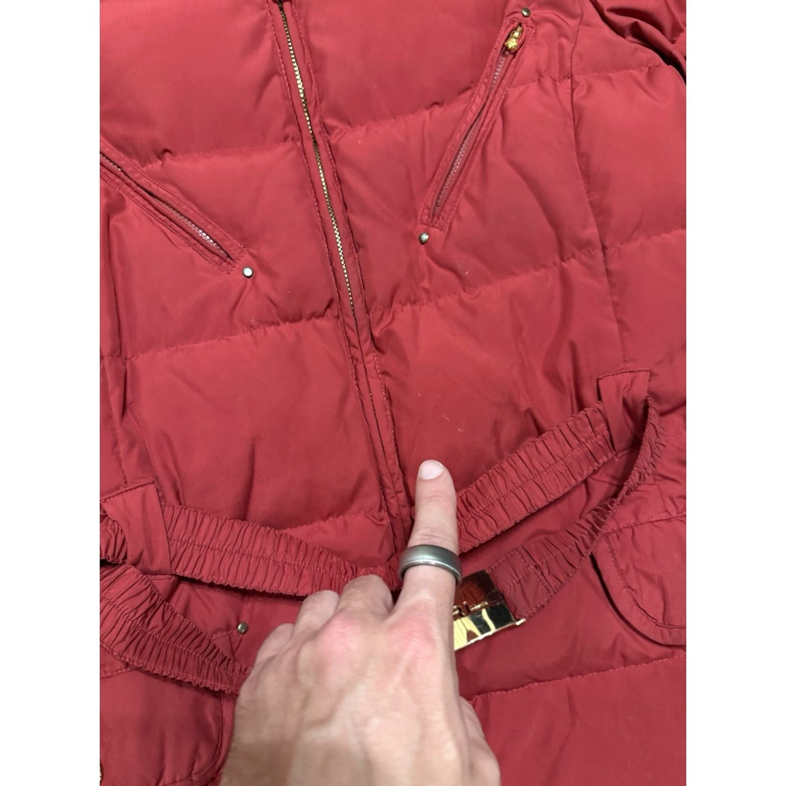 Ralph Lauren LAUREN Ralph Lauren Womens Red Hooded Zip Front Down Jacket Belt Medium Flaws Size M / US 6-8 / IT 42-44 - 7 Thumbnail