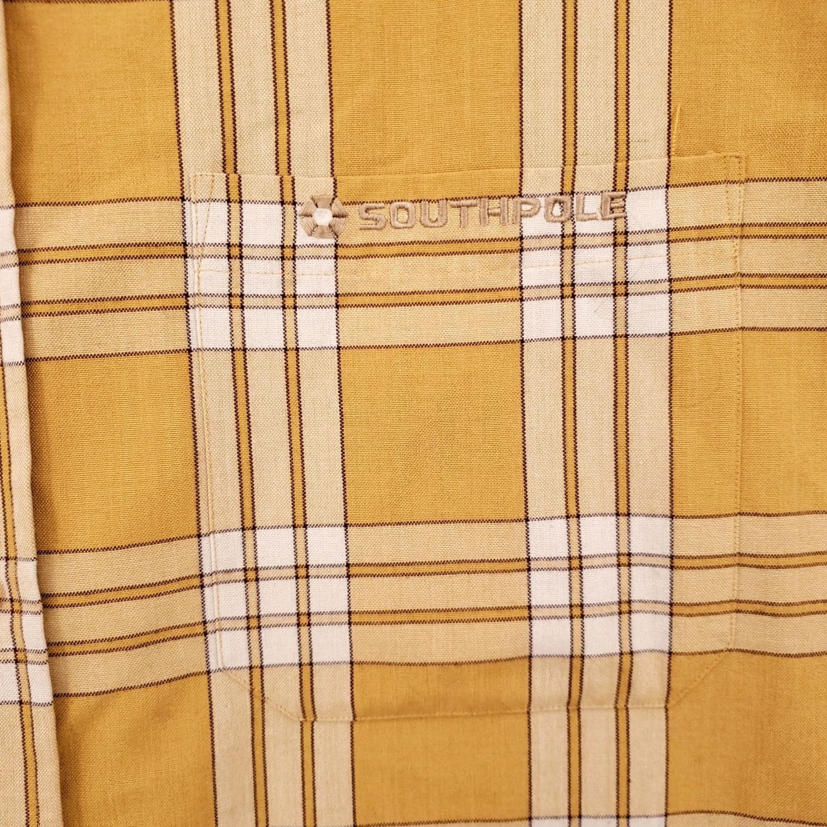 Southpole VINTAGE Southpole Button Up Shirt Mens L Large Yellow Plaid Short Sleeve Y2K Size US L / EU 52-54 / 3 - 5 Thumbnail