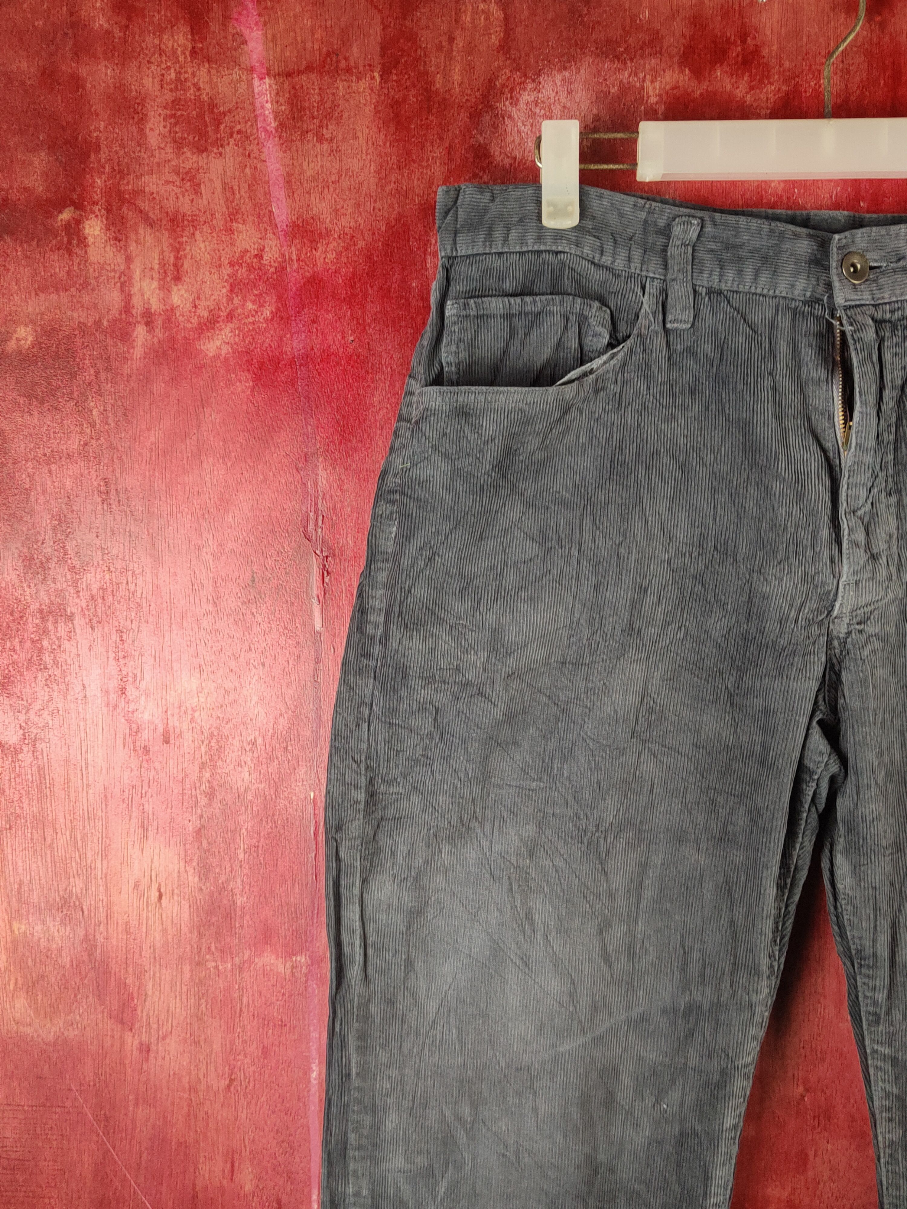 Japanese Brand Uniqlo Dark Gray Corduroy Pants #S2337 Size US 33 - 3 Thumbnail