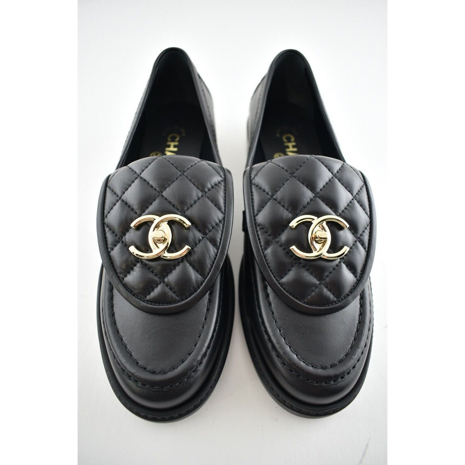 Chanel REV Quilted Flap Turnlock CC Mule Slip On Flat Loafer 38.5 Size US 8.5 / IT 38.5 - 6 Thumbnail