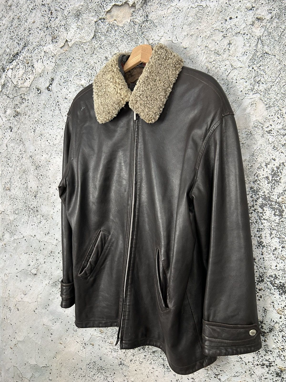 Genuine Leather Vintage Genuine Leather Jacket 90s Archive Sherpa Punk Rock Size US L / EU 52-54 / 3 - 2 Thumbnail