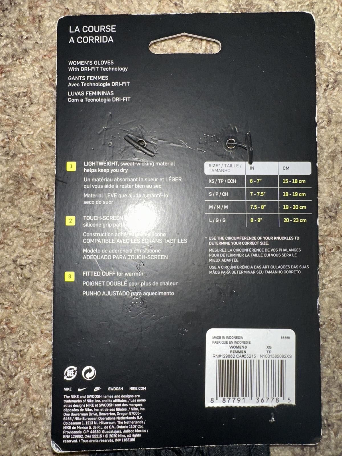 Nike Nike Accelerate Womens Running Gloves Size ONE SIZE - 12 Thumbnail