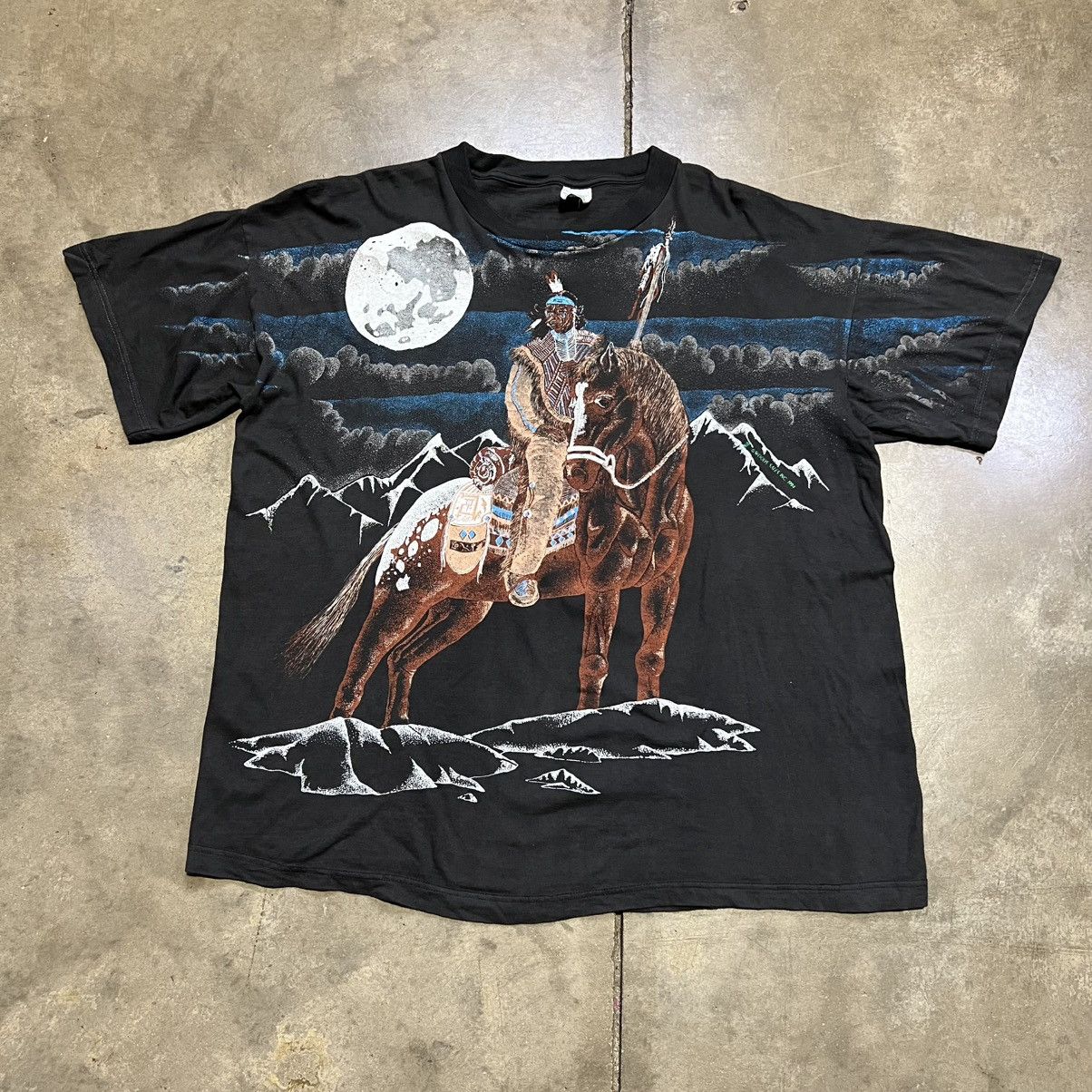 Vintage Vintage Native American AOP Graphic Tee Nature Horse 90s Size US XXL / EU 58 / 5 - 1 Thumbnail