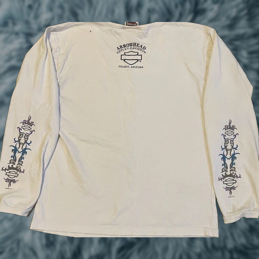 Harley Davidson VINTAGE Harley Davidson Shirt Biker Womens L White Tribal Flames 80s 90s Grunge Y2K Fashion Size L / US 10 / IT 46 - 1 Thumbnail