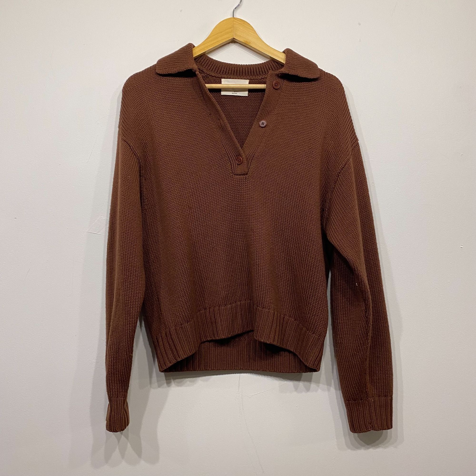 Aritzia Aritzia Wilfred Merino Wool Knit Brown Collared Sweater Size Size S / US 4 / IT 40 - 1 Thumbnail