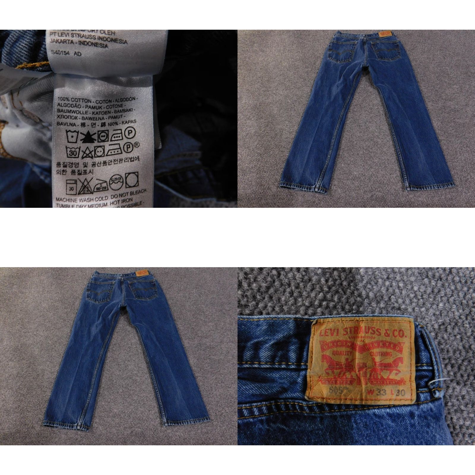 Levi's Levi's 505 Jeans Mens 33x30 Blue Denim Regular Fit Straight Leg Zip Fly Classic Size US 33 - 8 Thumbnail