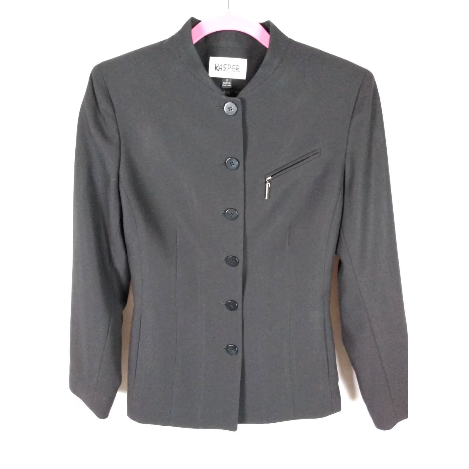 Kasper Kasper Blazer Jacket Womens 4 Black Lined Career Business 50% Nylon 50% Polyester Size S / US 4 / IT 40 - 3 Thumbnail