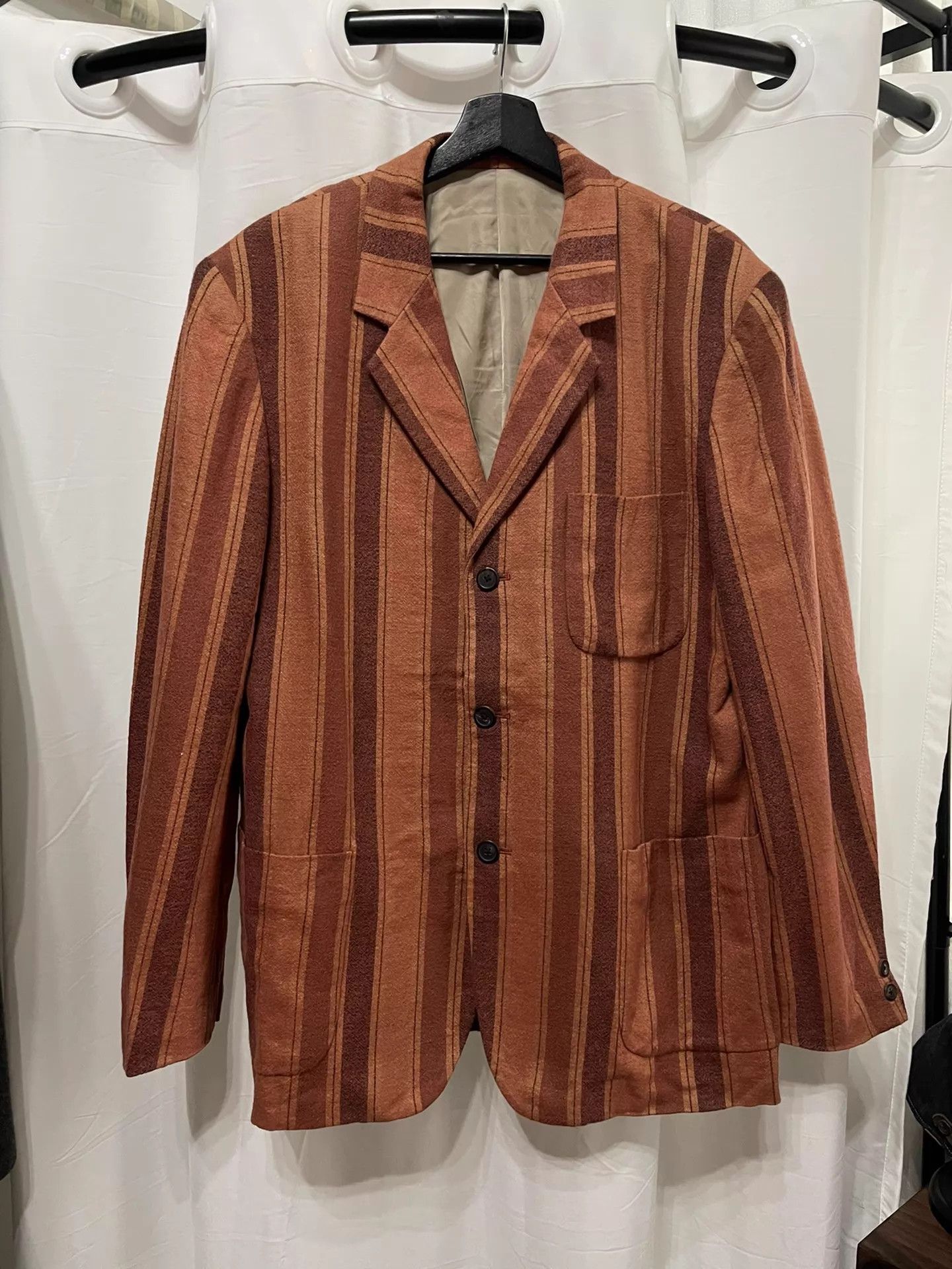 Yohji Yamamoto Y’s Vintage Brick Red Striped Wool Blazer Unisex 3 Size US L / EU 52-54 / 3 - 1 Thumbnail
