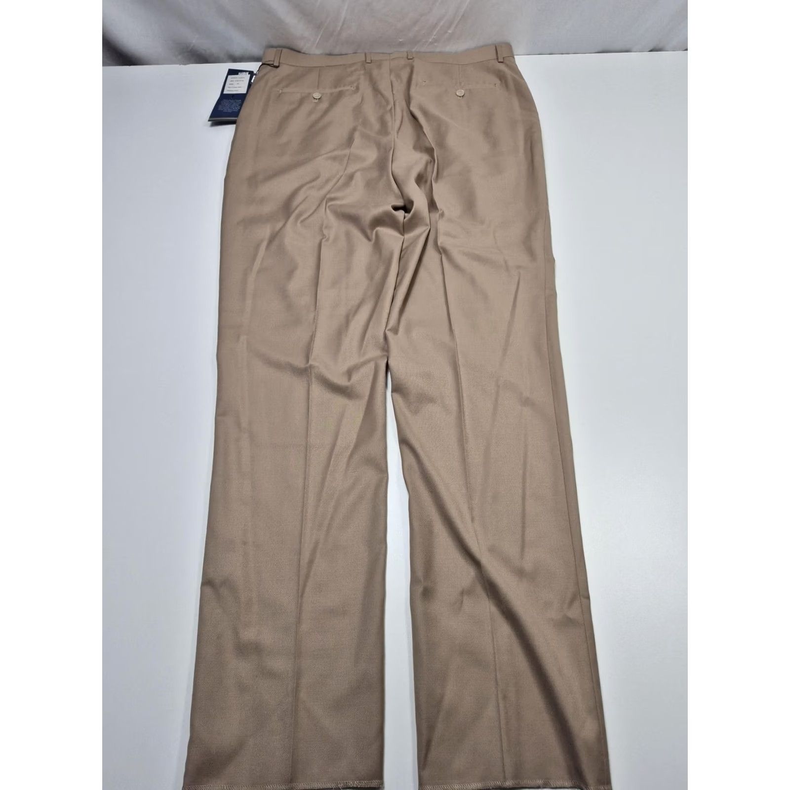 Valentino Leonardo Valenti Dress Pants Mens 40x36 Beige Wool Flat Front NWT Unhemmed Slim Straight Pockets Blocky Vintage: No Size US 40 / EU 56 - 6 Thumbnail