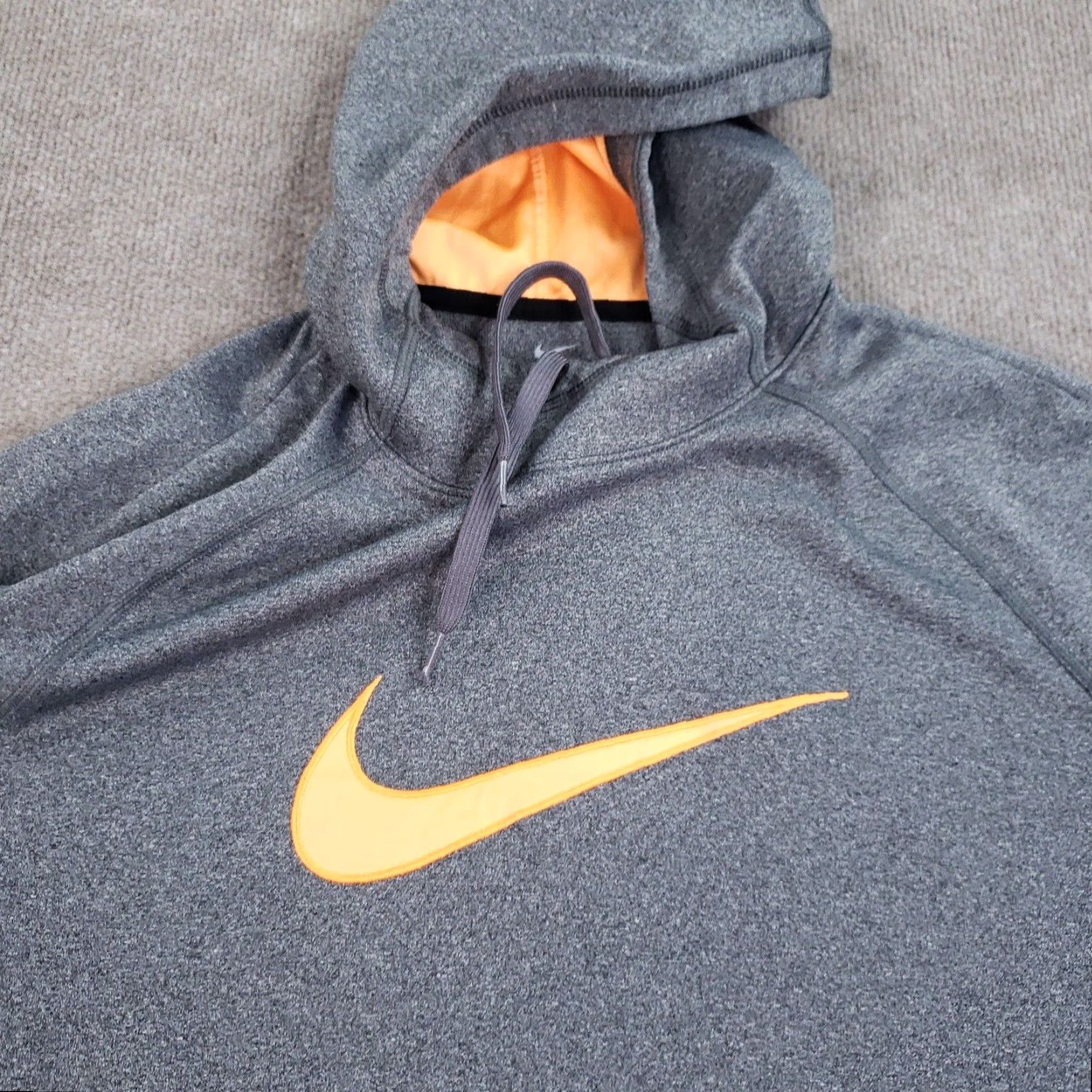 Nike Nike Hoodie Men XL Gray Orange Dri Fit Pullover Hooded Long Sleeve Center Swoosh Size US XL / EU 56 / 4 - 6 Thumbnail