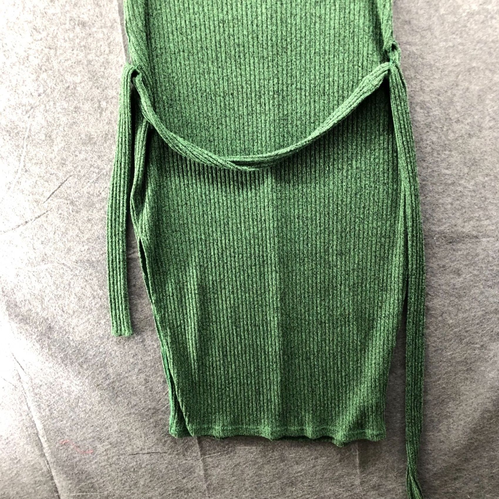 Asos ASOS Knit Sleeveless Mock Neck Sweater Dress Womens 8 Green Side Slit Tie Waist Size M / US 6-8 / IT 42-44 - 4 Thumbnail