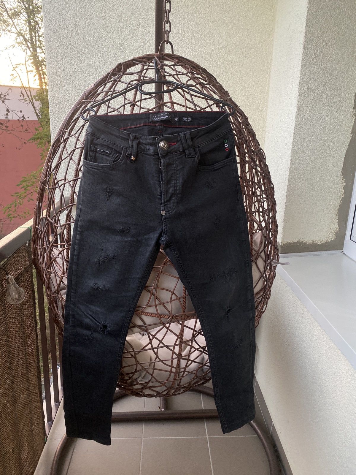 Philipp Plein Luxury philipp plein black denim trousers 2019 Size US 31 - 1 Thumbnail