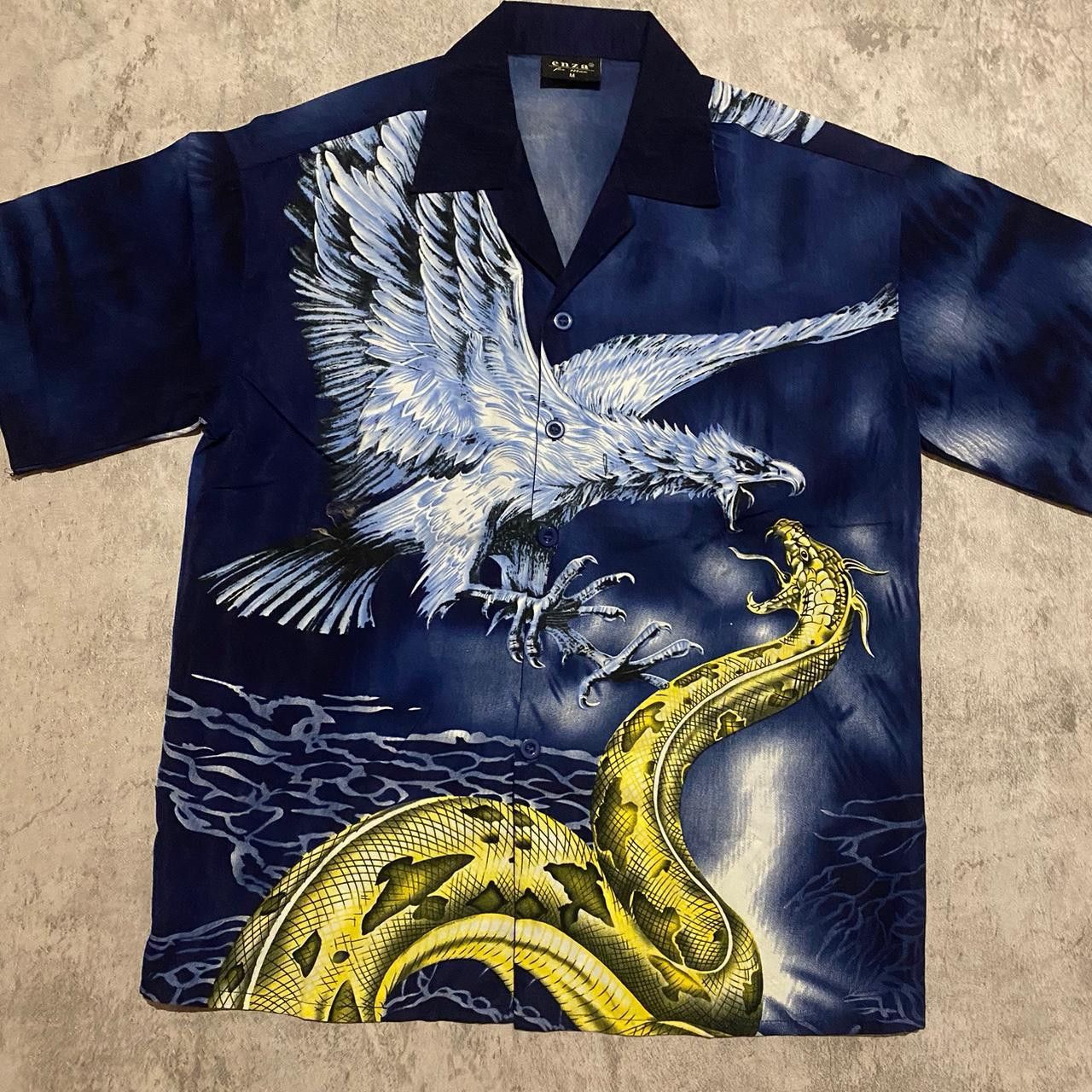 Other Blue Hawaiian shirt with eagle and snake design Size US M / EU 48-50 / 2 - 1 Thumbnail