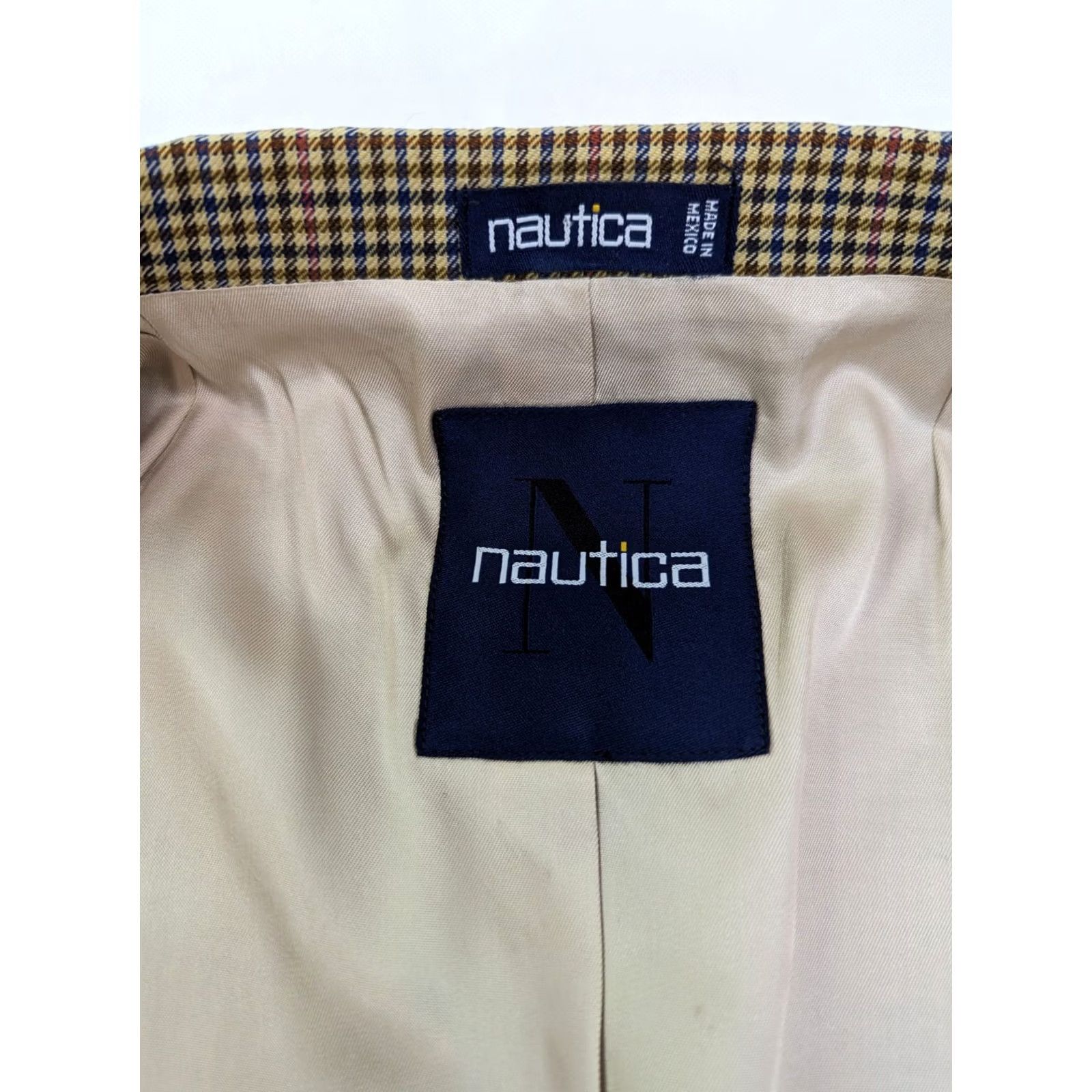 Nautica Nautica Blazer Mens Wool Check Button Three-Button 43 L VTG Multicolor Long Notch Lapel JACKET Coat Shirt Cardigan Size 46R - 7 Thumbnail