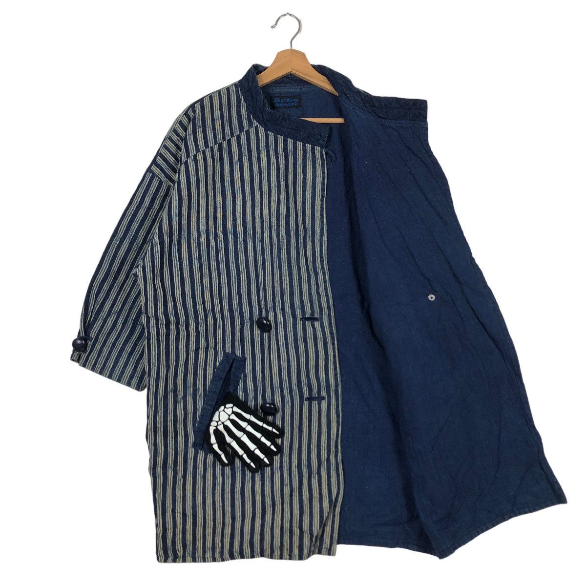 Blue Blue Japan 🔥Asymmetrical Button Hikory Chore Jacket Sasakura Gensho Size US L / EU 52-54 / 3 - 9 Thumbnail