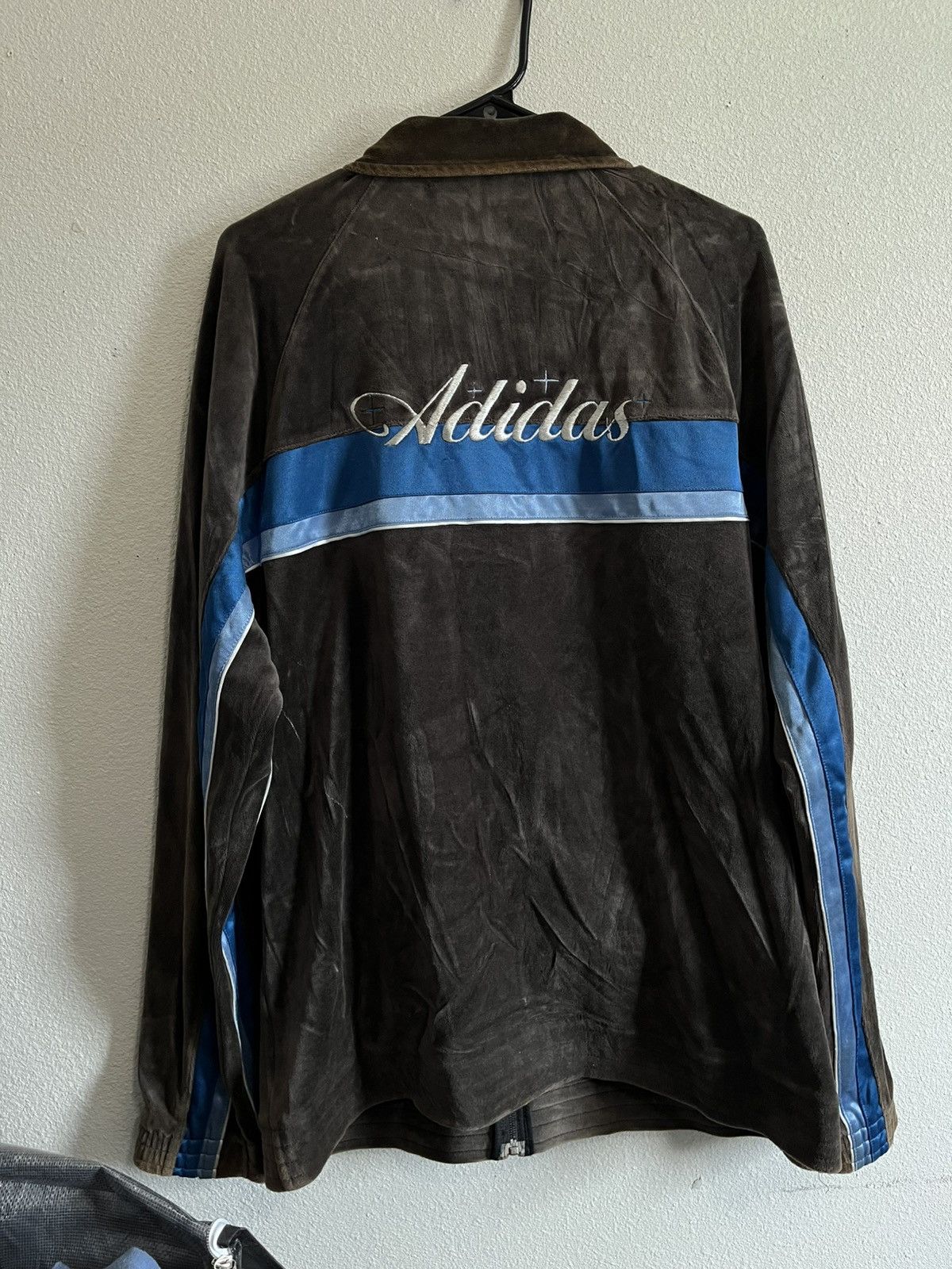 Adidas Vintage Adidas Velour Zip Track Jacket 2XL Size US XXL / EU 58 / 5 - 2 Thumbnail