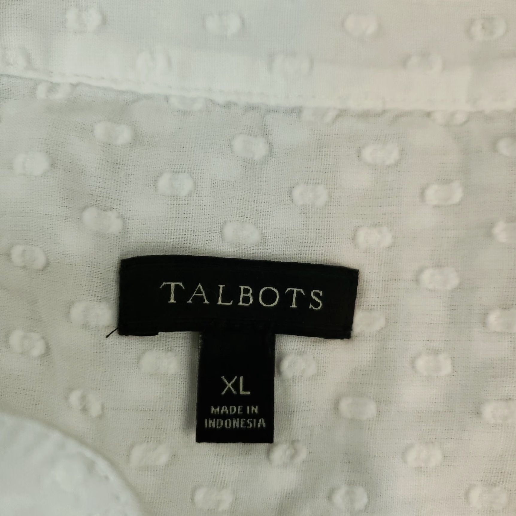 Talbots Talbots White Dots Blouse Womens XL Long Sleeve Lace Up Chiffon Size XL / US 12-14 / IT 48-50 - 5 Thumbnail