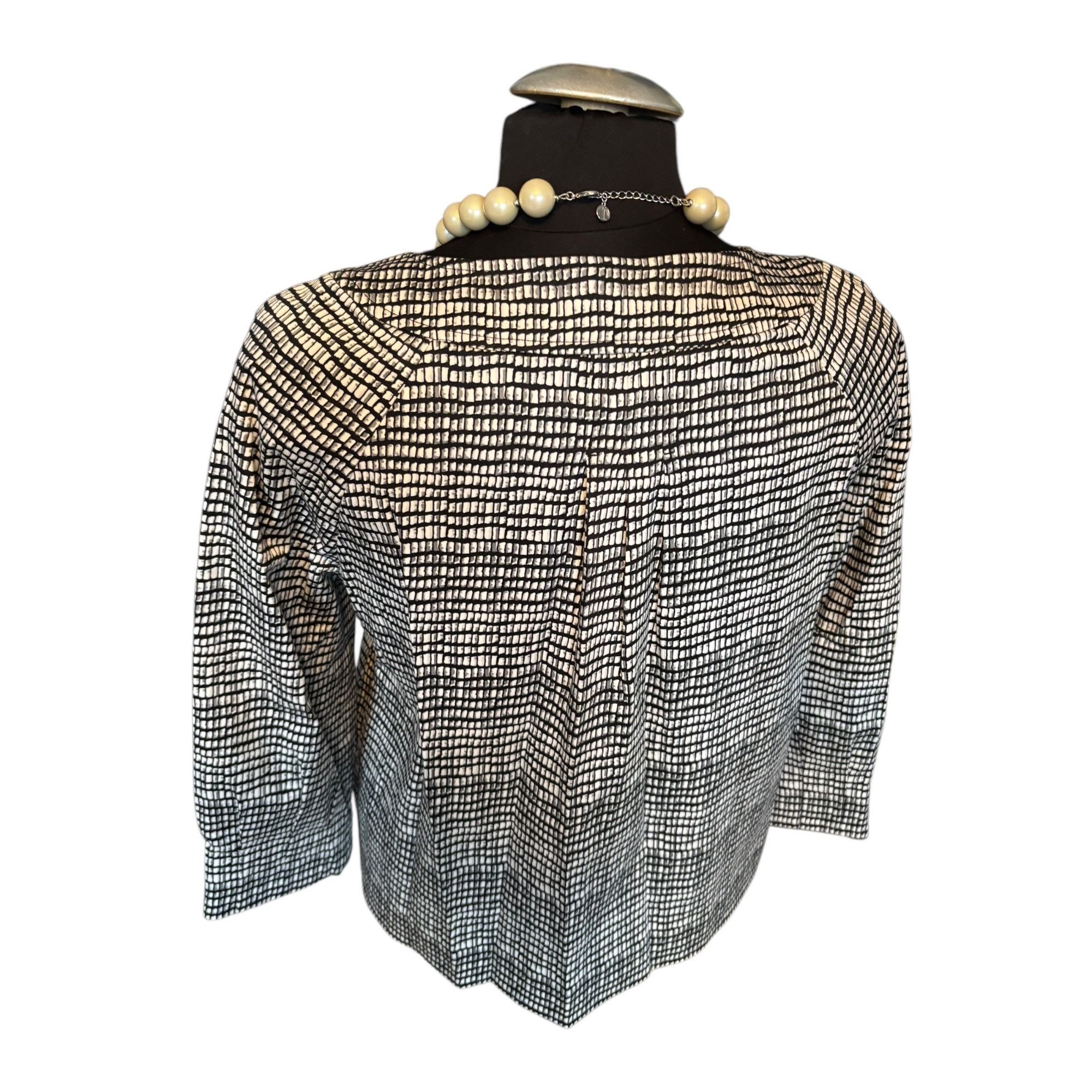 Other Womens Black & White Checkered Houndstooth Pleated Blouse Size XS / US 0-2 / IT 36-38 - 4 Thumbnail