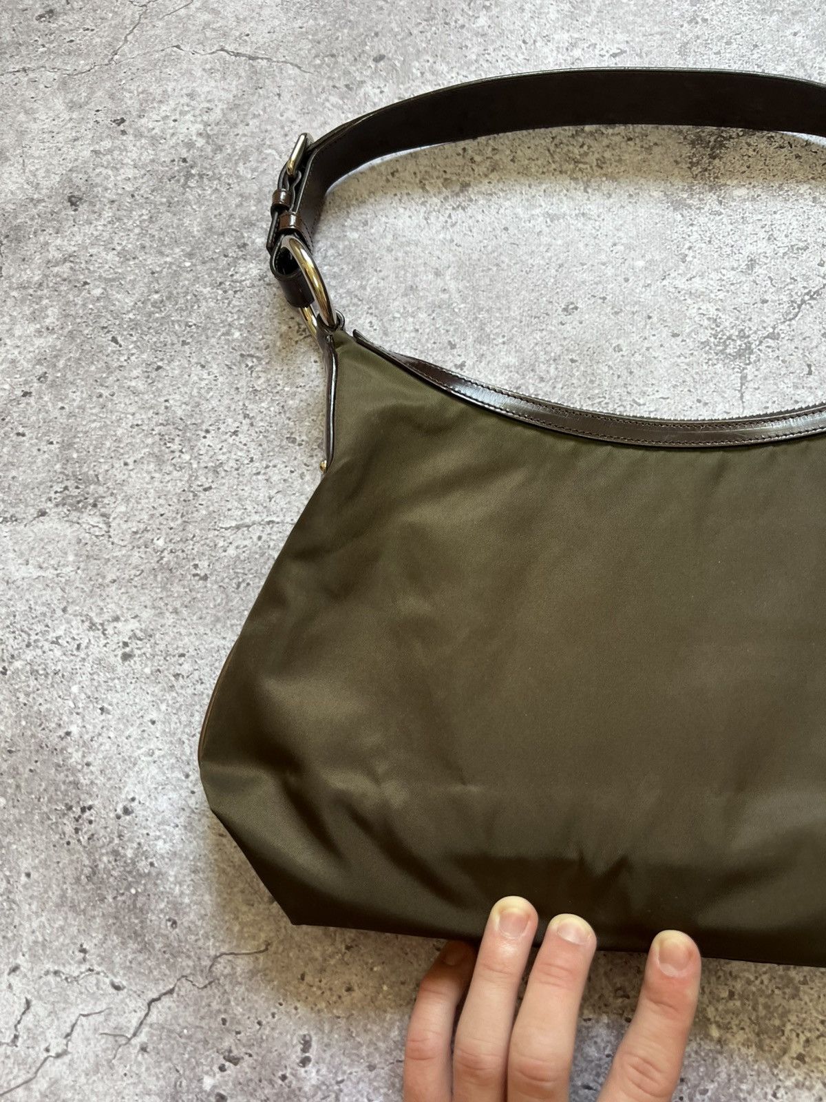 Prada Nylon Mini Shoulder Bag Khaki Green