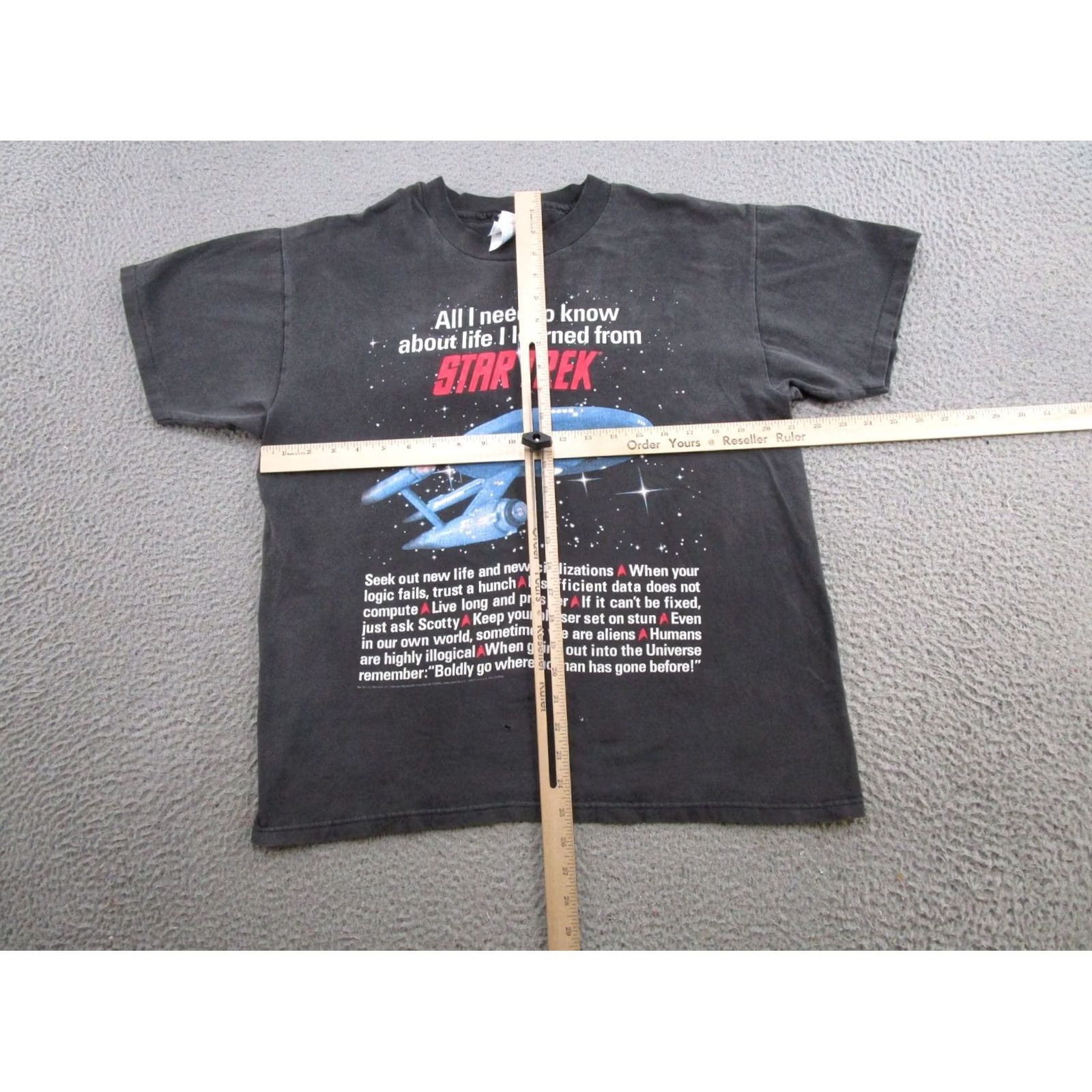 Hanes VINTAGE Star Trek Shirt Mens L Black 1994 All I Need To Know About Life Movie Promo Big Print Logo Trekie 90s N/A Size US L / EU 52-54 / 3 - 6 Thumbnail