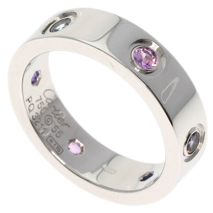 Cartier Cartier Love Ring Multicolor Stone #55 K18 White Gold