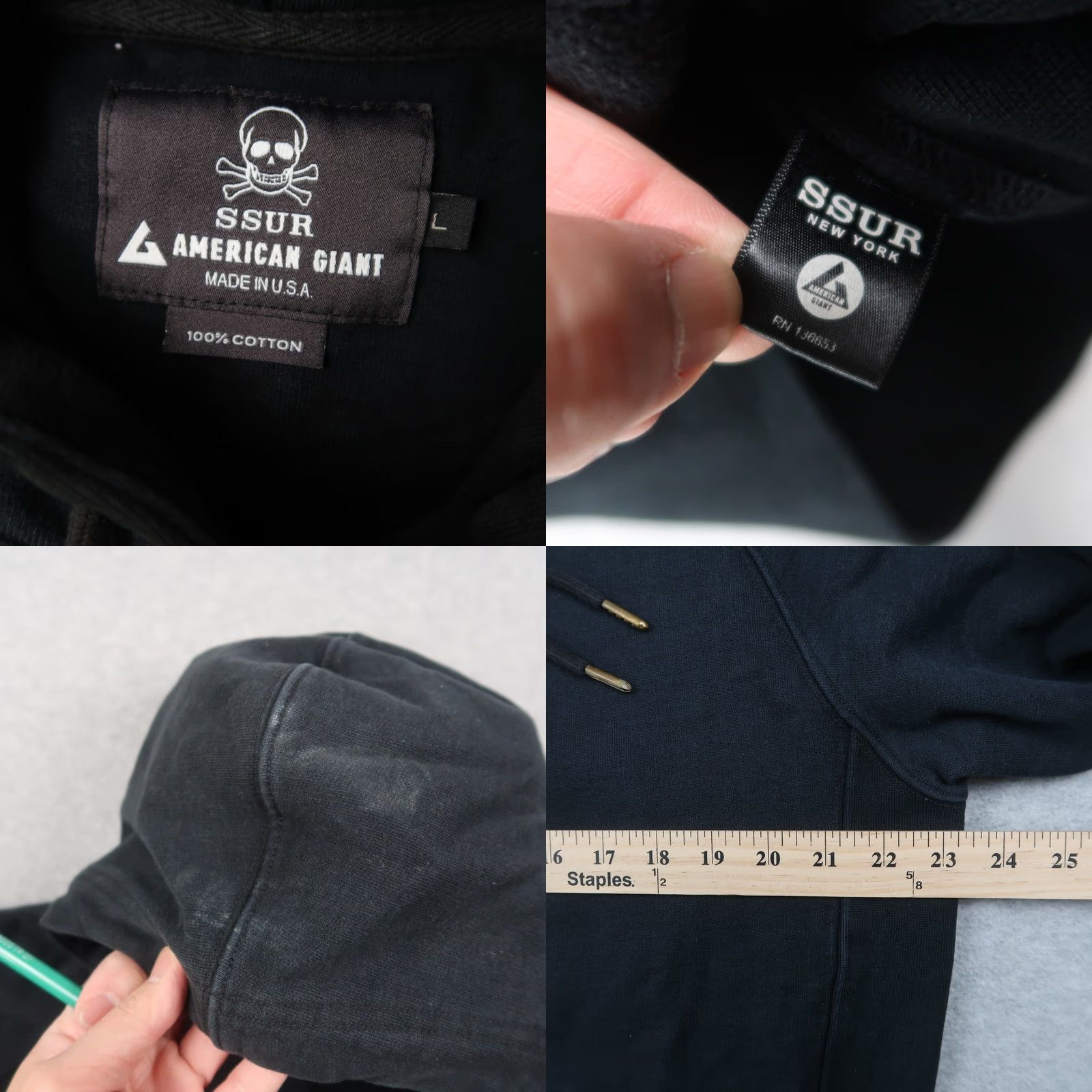 Vintage American Giant Hoodie Mens L Black Logo USA Survival Sweatshirt? Size US L / EU 52-54 / 3 - 8 Thumbnail