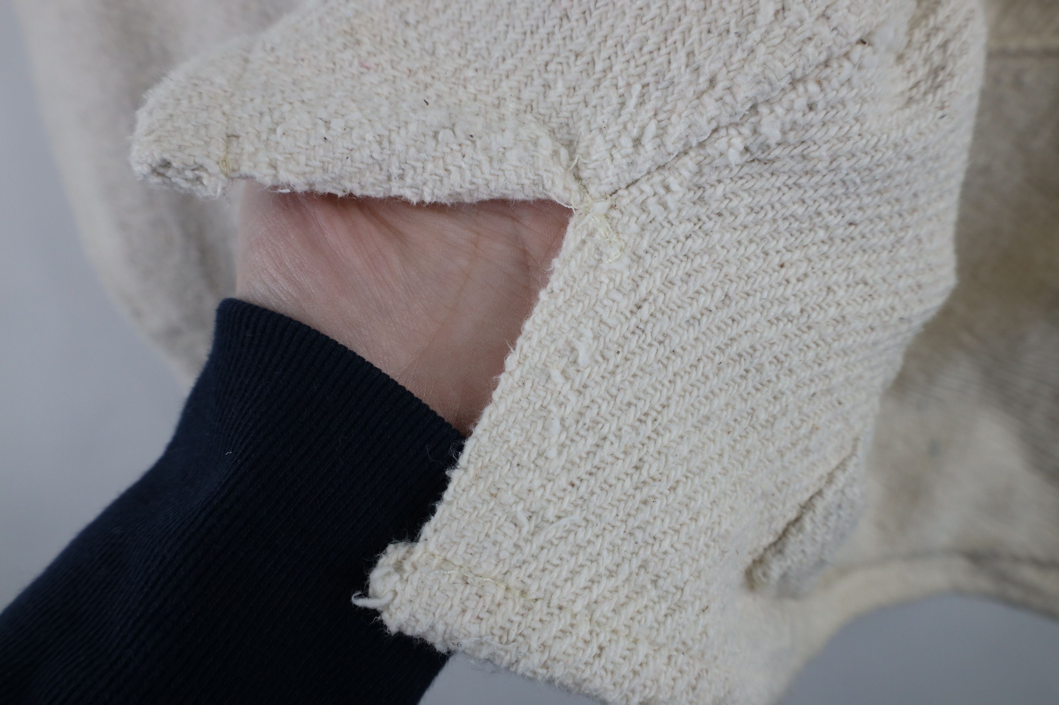 Vintage Vintage 90s Streetwear Drug Rug Hoodie Sweatshirt Cream Size L / US 10 / IT 46 - 8 Thumbnail