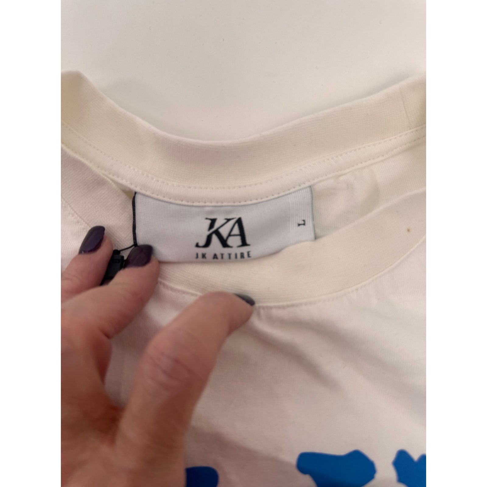 Other Men's JK Attire Falling White & Blue Cotton T-Shirt Size L Size US L / EU 52-54 / 3 - 2 Thumbnail