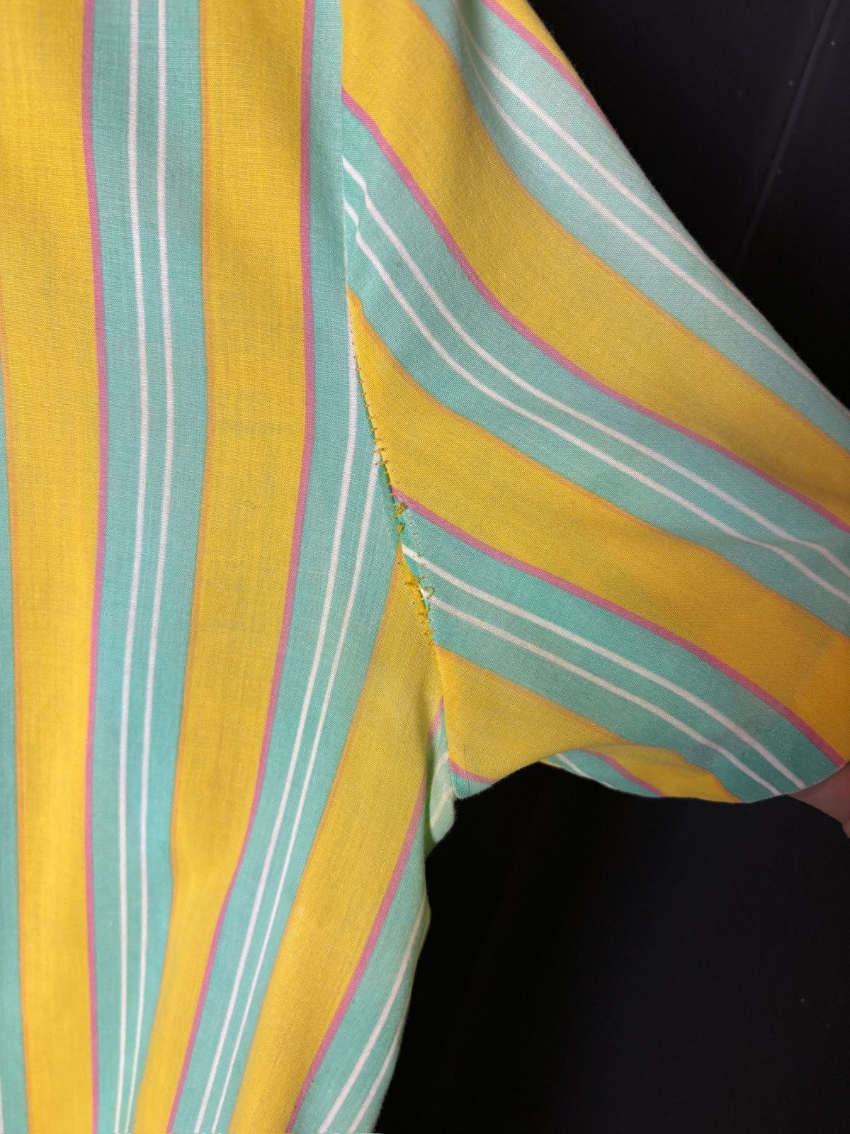 Vintage 1970s Snap Button Dress True Vintage Collared Striped Cotton Size ONE SIZE - 11 Thumbnail