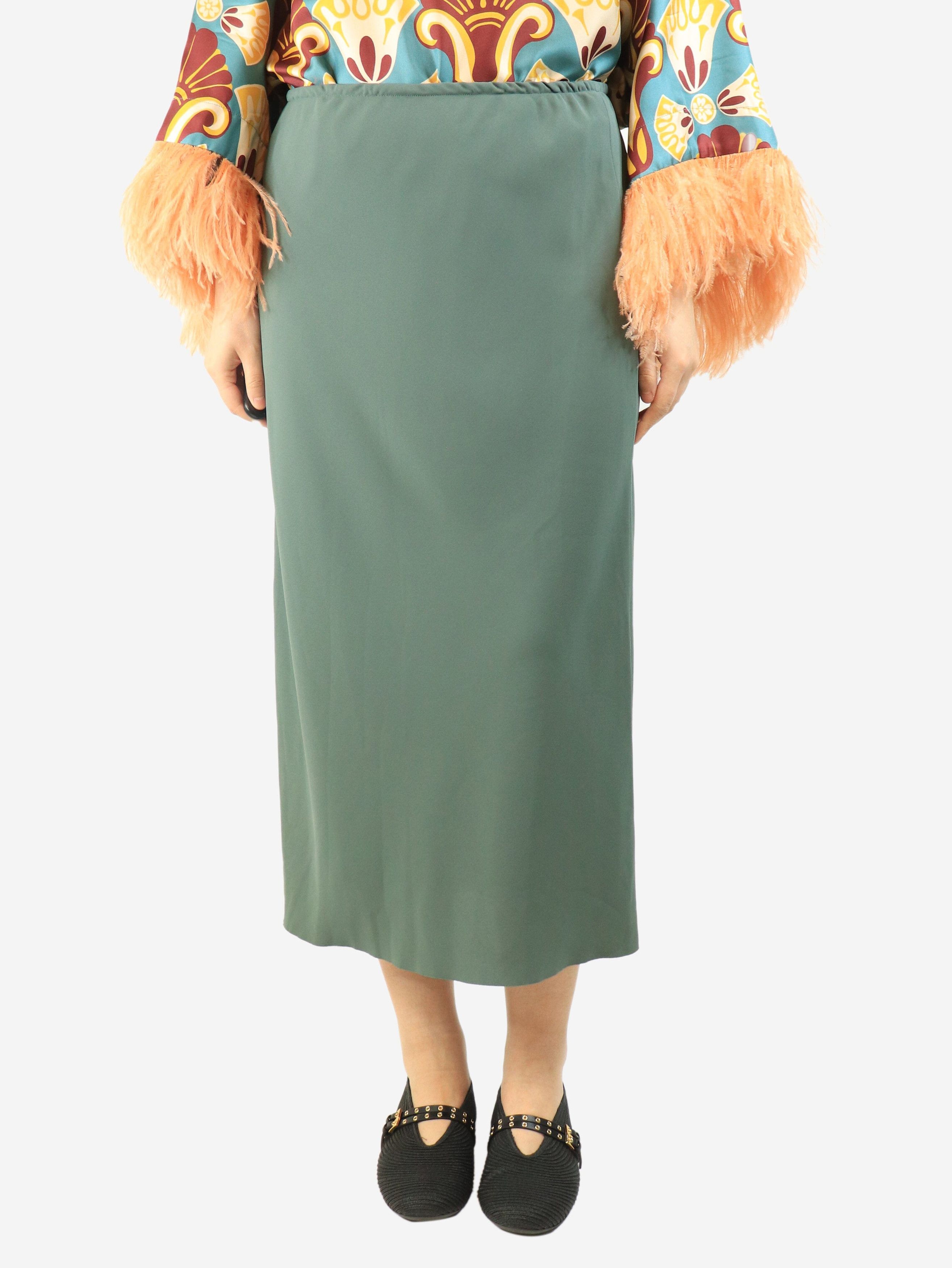 Dries Van Noten Green midi skirt - UK 12 Size 30" / US 8 / IT 44 - 1 Thumbnail