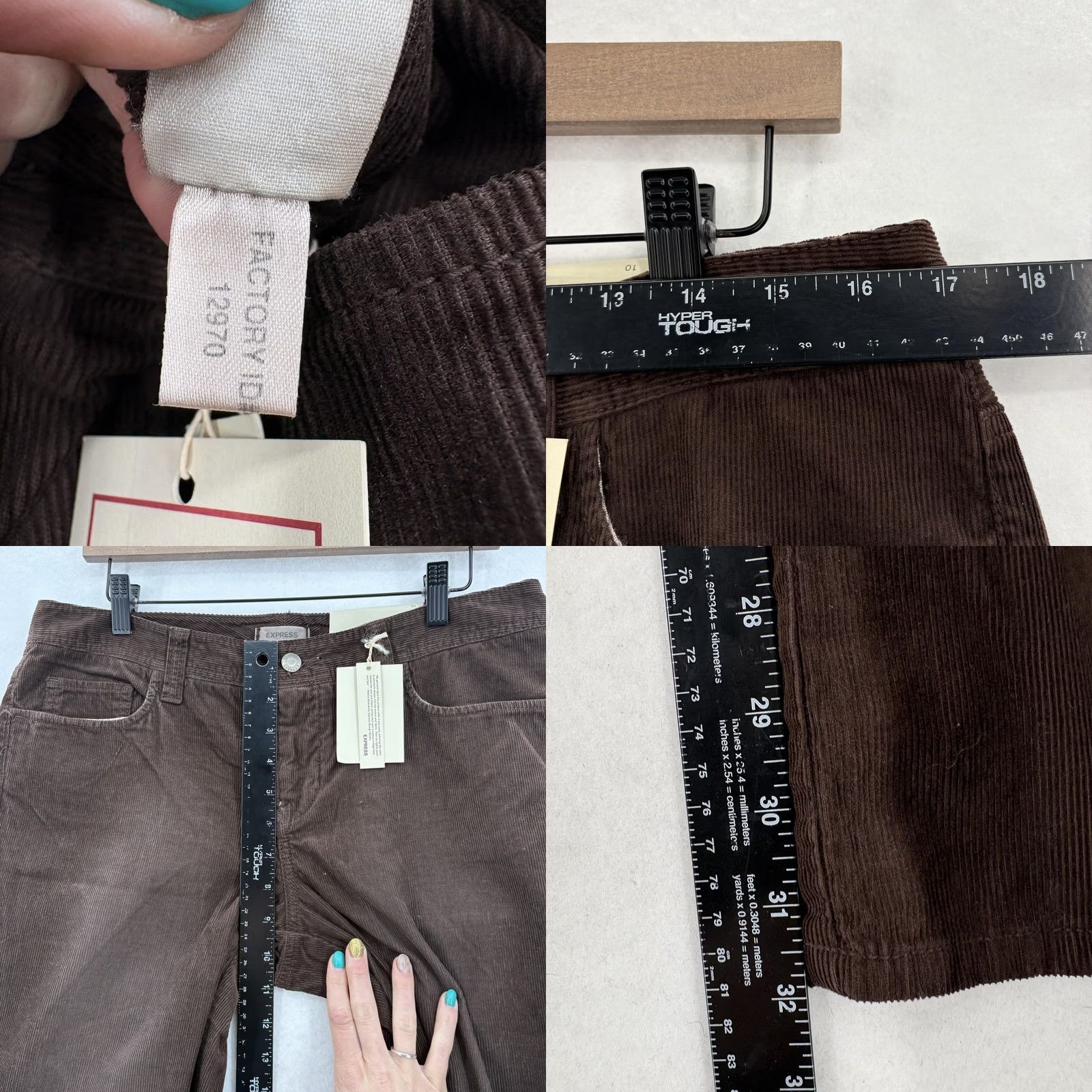 Express VINTAGE Express Sarula Cord Pants Womens 10 Brown Low Rise Flare Corduroy Khakis 90s Womens Size 32" / US 10 / IT 46 - 8 Thumbnail