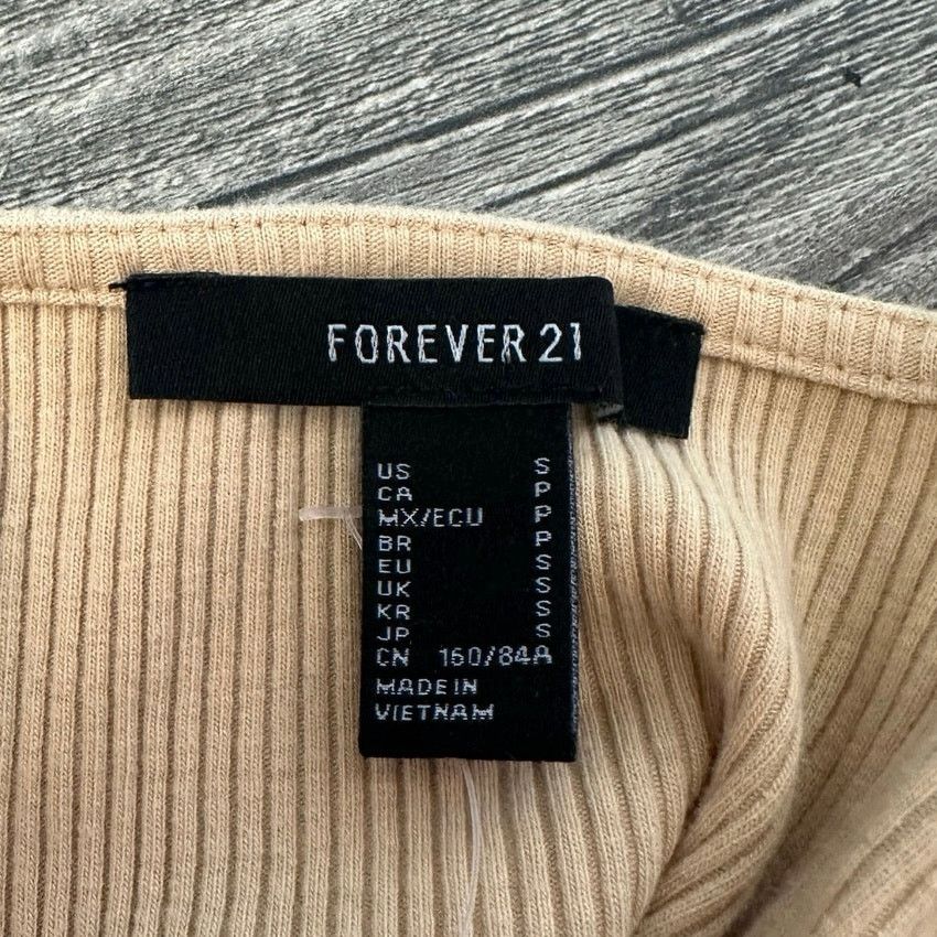 Forever 21 forever 21 beige yellow ribbed long sleeve crop top Size S / US 4 / IT 40 - 3 Thumbnail