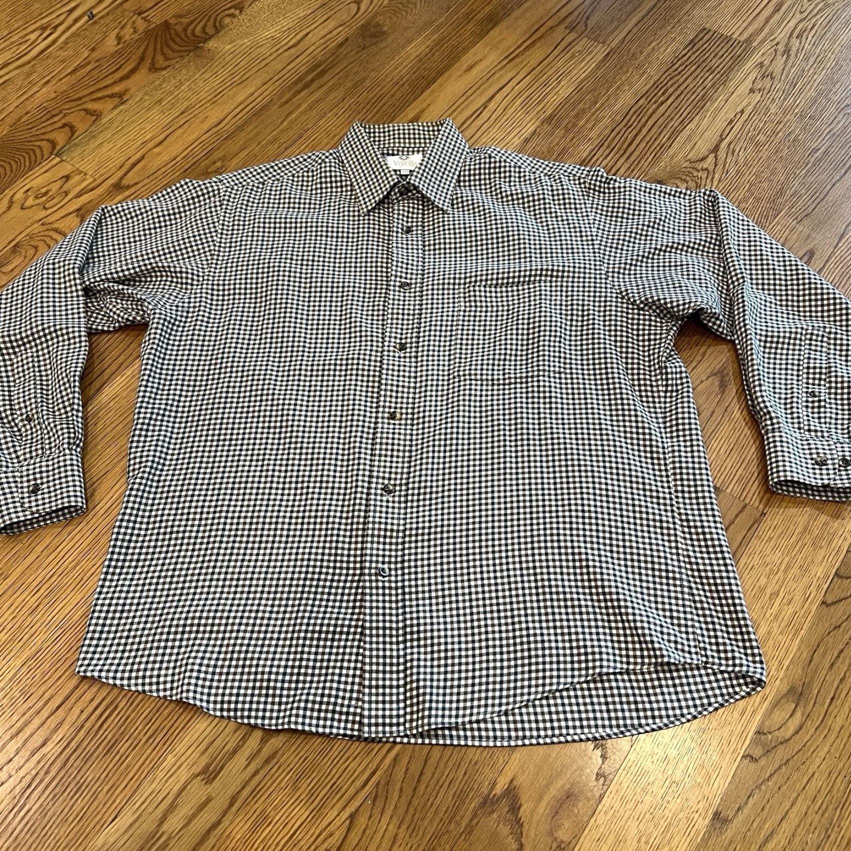 Vintage Viyella Shirt Mens Large 16.5 Plaid Button-Down Long Sleeve Cotton Wool Flannel Brown Check Vintage Outdoor Size US L / EU 52-54 / 3 - 2 Thumbnail