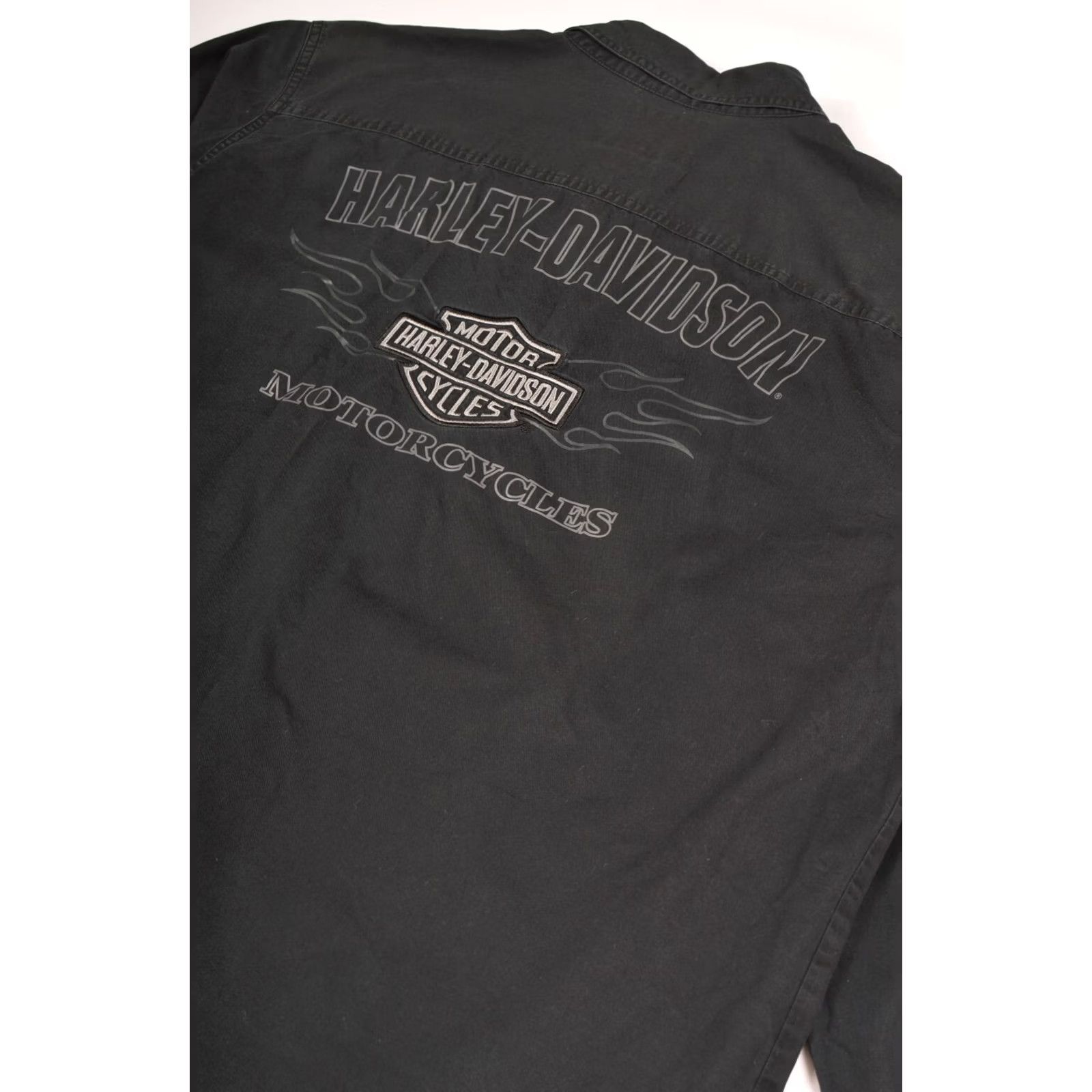 Harley Davidson Harley-Davidson Woven Tonal Flames Shirt Big Back Logo 99072-12VM XL Black Mens Button-Up Long Sleeve Cotton Size US XL / EU 56 / 4 - 2 Thumbnail