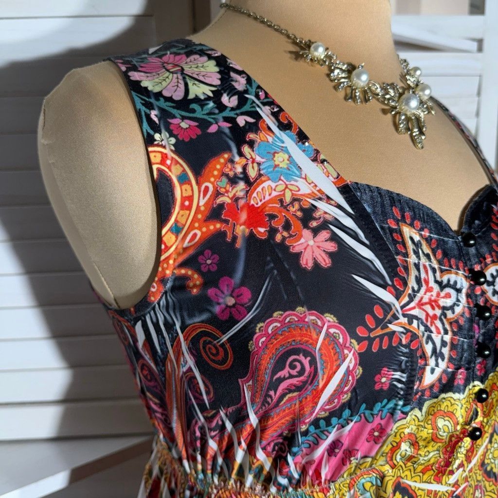Vintage hippie boho maxi dress paisley red orange empire waist 14 16 Size XL / US 12-14 / IT 48-50 - 6 Thumbnail