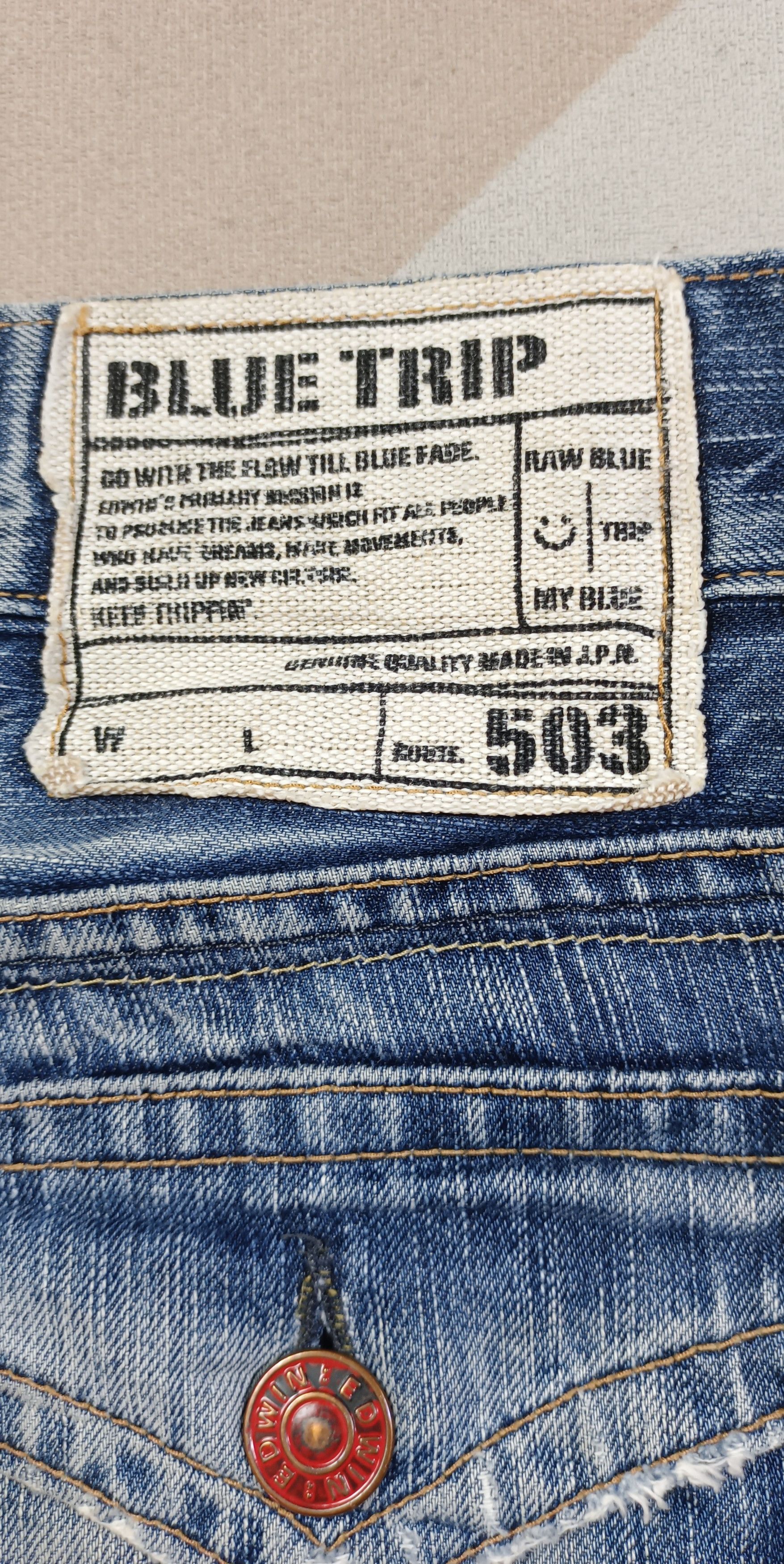 Edwin Vintage Edwin 503 Blue Trip Distressed Jeans Very Rare Size US 32 / EU 48 - 14 Thumbnail