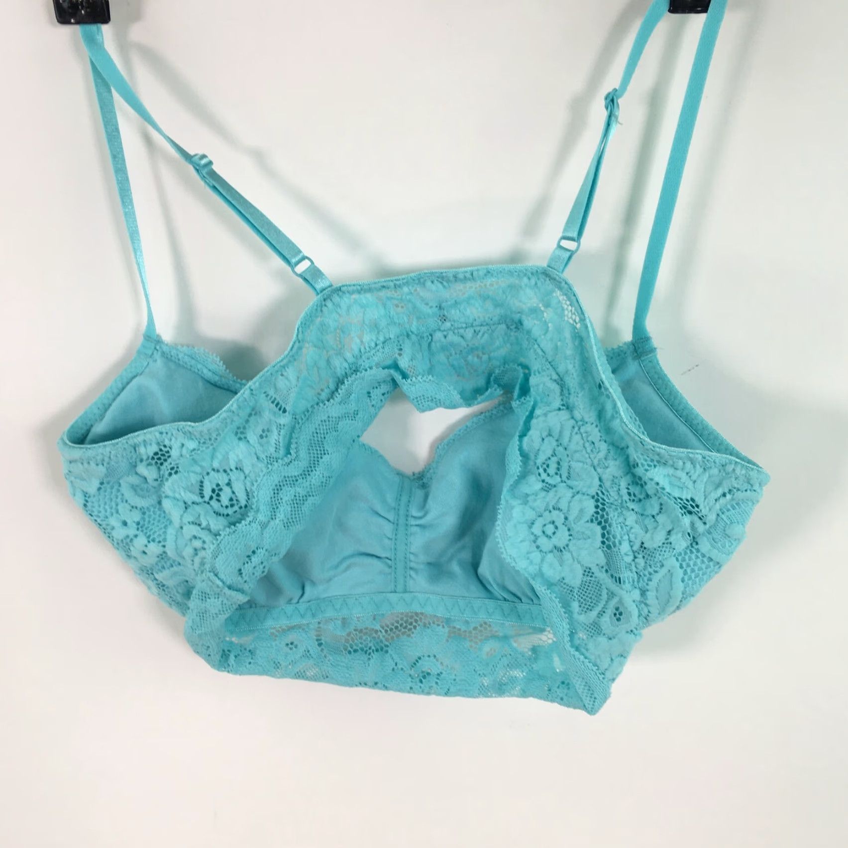 Vintage Mae Womens Blue Floral Lace Padded Bralette Size M Wireless Casual Size ONE SIZE - 2 Thumbnail