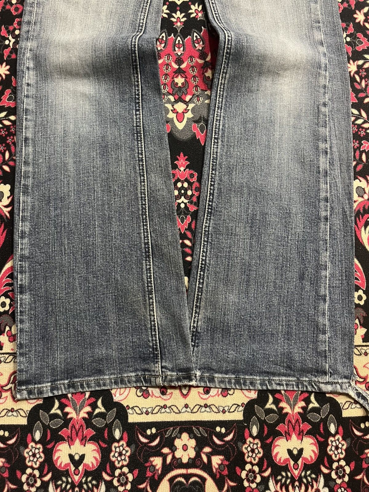 If Six Was Nine ⚡️Flare⚡️Vintage Japanese Blue Washed Bush Pant Frayed Jeans Size US 28 / EU 44 - 10 Thumbnail